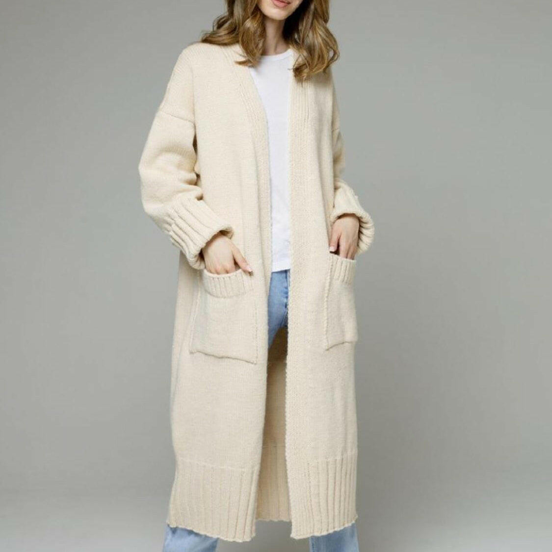 Pocketed Open Front Dropped Shoulder Cardigan-Krush Kandy, Women's Online Fashion Boutique Located in Phoenix, Arizona (Scottsdale Area)