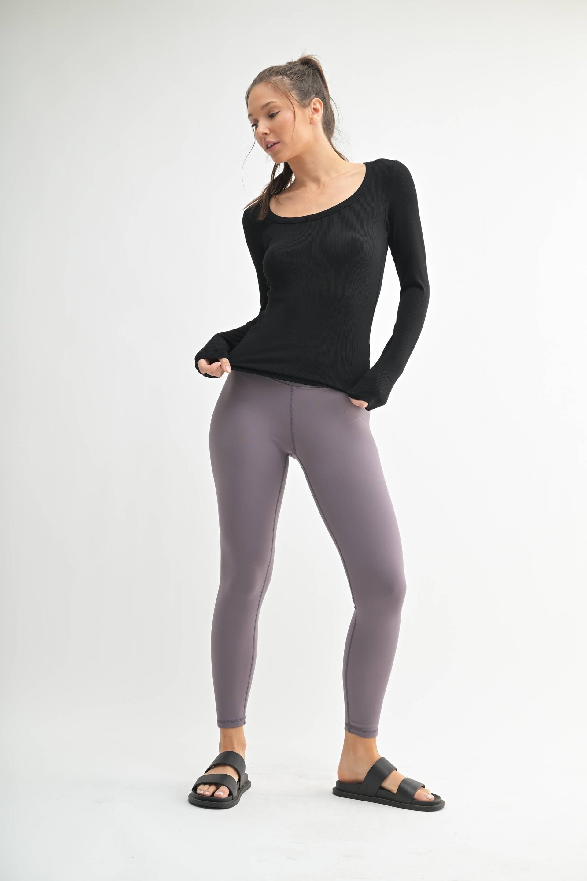 Lightweight Stretch Ribbed Long Sleeve Top-Tops-Krush Kandy, Women's Online Fashion Boutique Located in Phoenix, Arizona (Scottsdale Area)