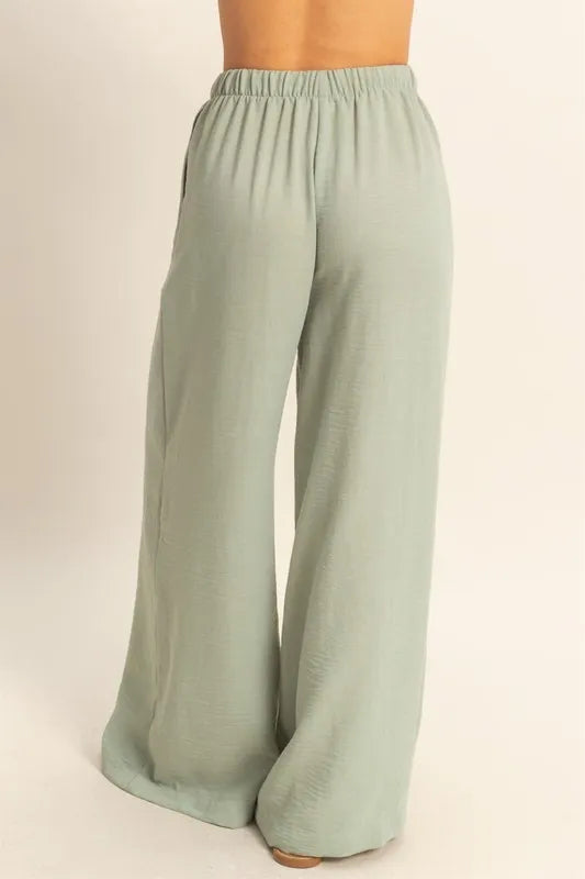 HYFVE Elasticized Waist Wide Leg Pants-PANTS-Krush Kandy, Women's Online Fashion Boutique Located in Phoenix, Arizona (Scottsdale Area)