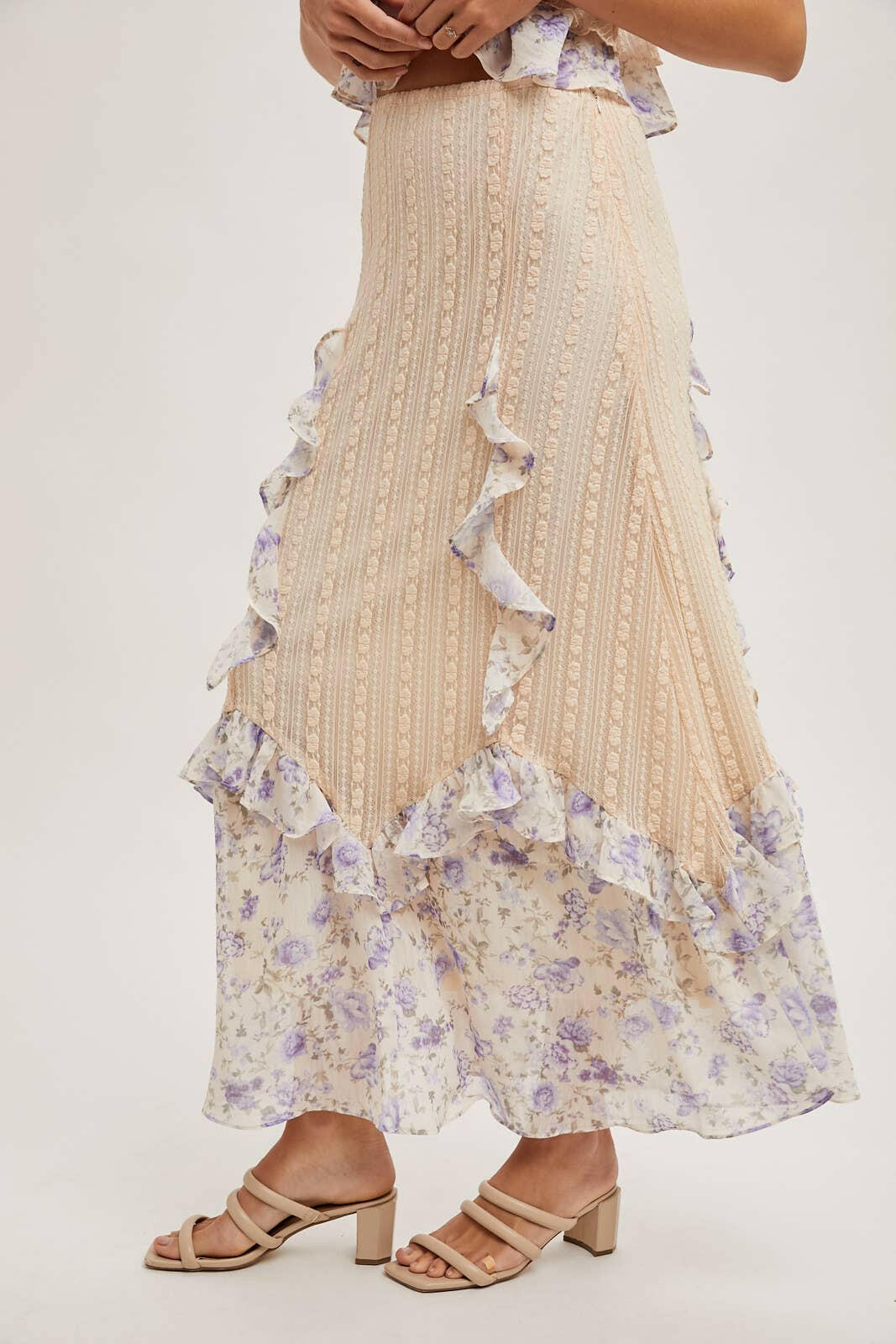 Floral Print Trimmed Maxi Lace Skirt-Skirts-Krush Kandy, Women's Online Fashion Boutique Located in Phoenix, Arizona (Scottsdale Area)