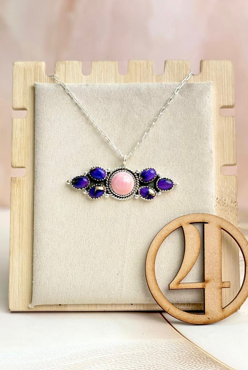 Pink Conch & Berry Dahlia Cluster Necklace-Necklaces-Krush Kandy, Women's Online Fashion Boutique Located in Phoenix, Arizona (Scottsdale Area)
