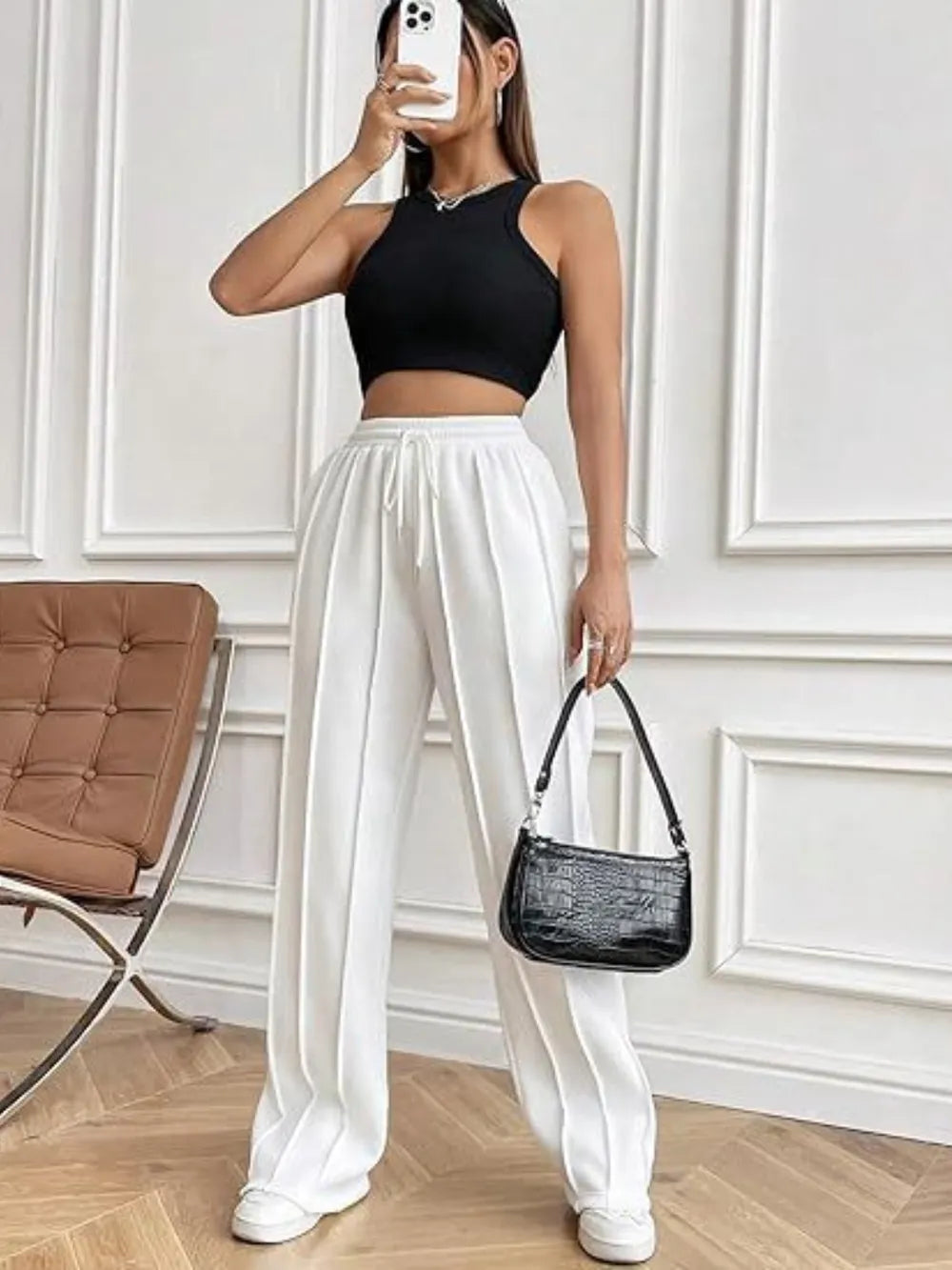 Drawstring Wide Leg Pants with Pockets-PANTS-Krush Kandy, Women's Online Fashion Boutique Located in Phoenix, Arizona (Scottsdale Area)
