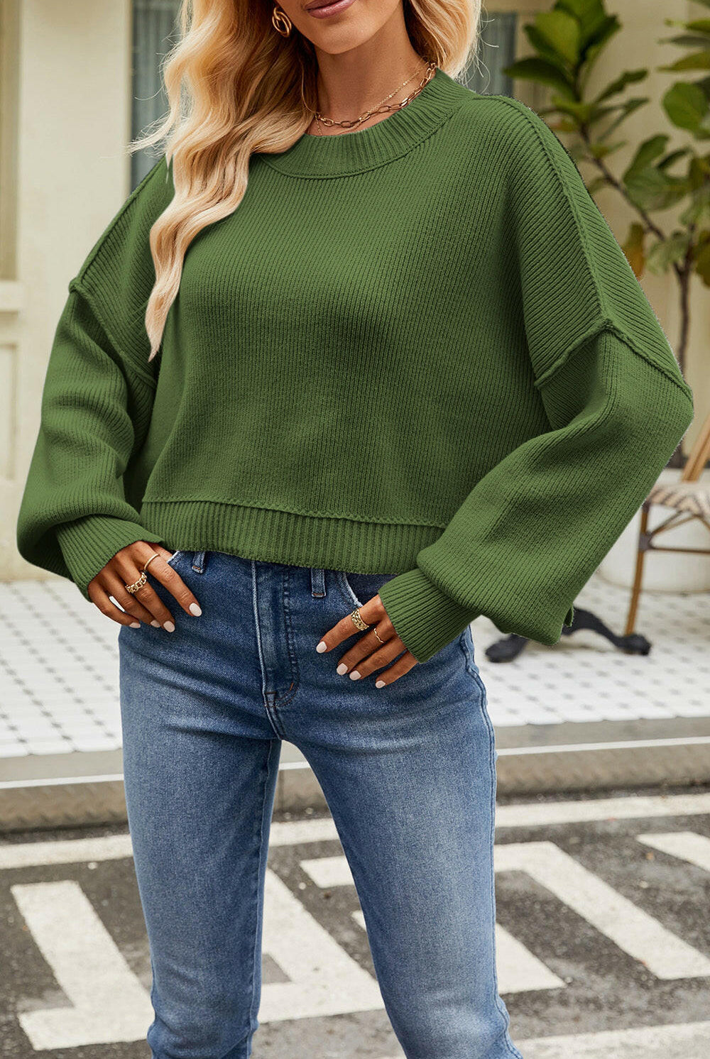 Round Neck Dropped Shoulder Sweater-Krush Kandy, Women's Online Fashion Boutique Located in Phoenix, Arizona (Scottsdale Area)