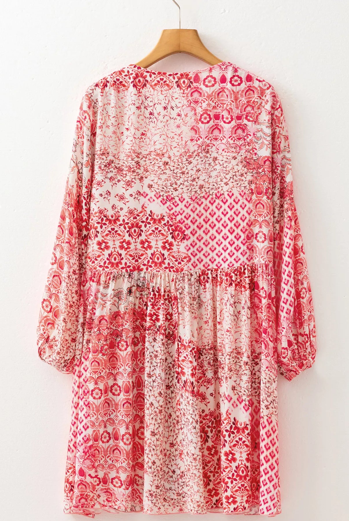 loral Print Tassel Tie Long Sleeve Flowy Mini Dress-Dresses-Krush Kandy, Women's Online Fashion Boutique Located in Phoenix, Arizona (Scottsdale Area)