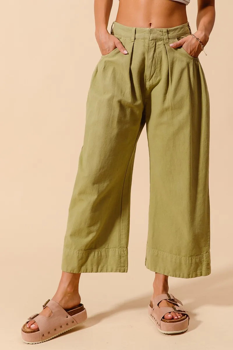 SO ME Mid Rise Wide Leg Chino Pants With Pockets-Pants-Krush Kandy, Women's Online Fashion Boutique Located in Phoenix, Arizona (Scottsdale Area)