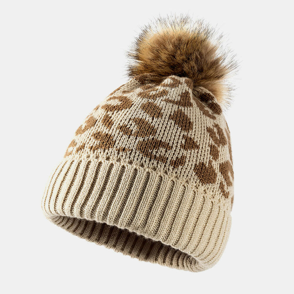 Leopard Pom-Pom Cuffed Beanie-Krush Kandy, Women's Online Fashion Boutique Located in Phoenix, Arizona (Scottsdale Area)