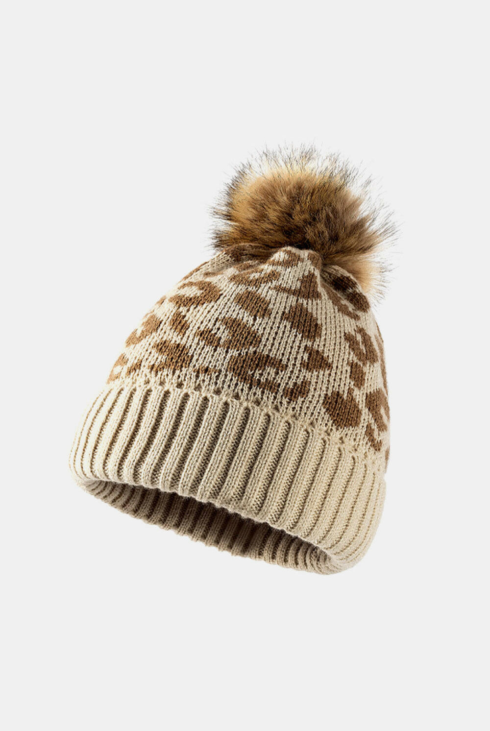 Leopard Pom-Pom Cuffed Beanie-Krush Kandy, Women's Online Fashion Boutique Located in Phoenix, Arizona (Scottsdale Area)