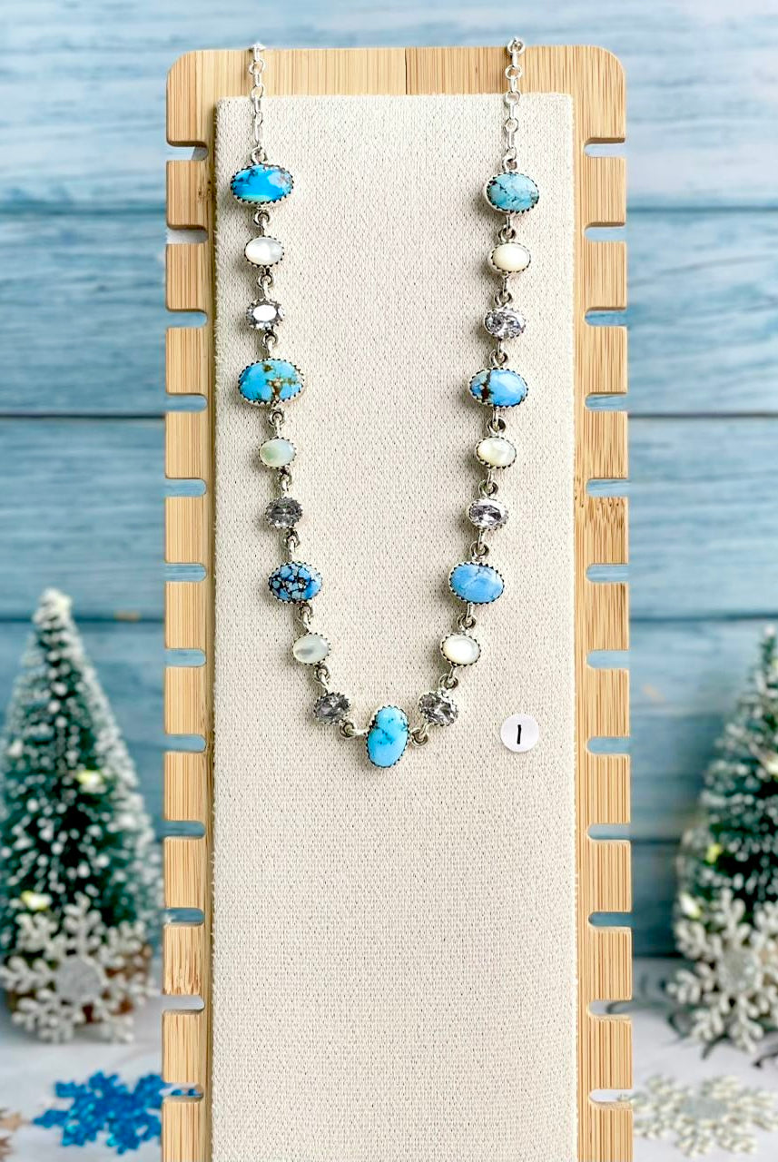 Ice Cold Golden Hills, White Shell & Crystal Necklace-Necklaces-Krush Kandy, Women's Online Fashion Boutique Located in Phoenix, Arizona (Scottsdale Area)