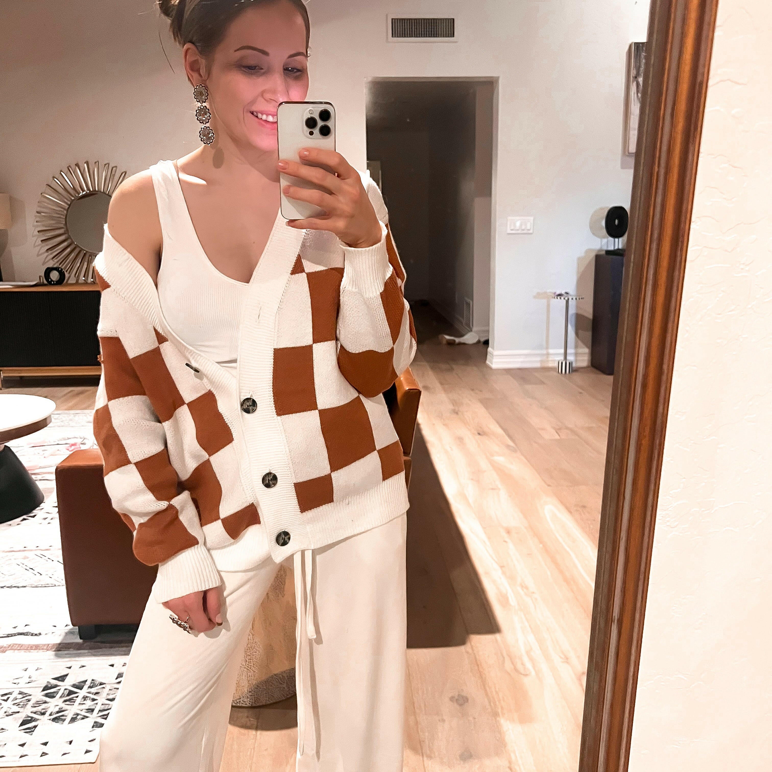 CheckMate Cardigan | Black or Brown-Cardigans-Krush Kandy, Women's Online Fashion Boutique Located in Phoenix, Arizona (Scottsdale Area)