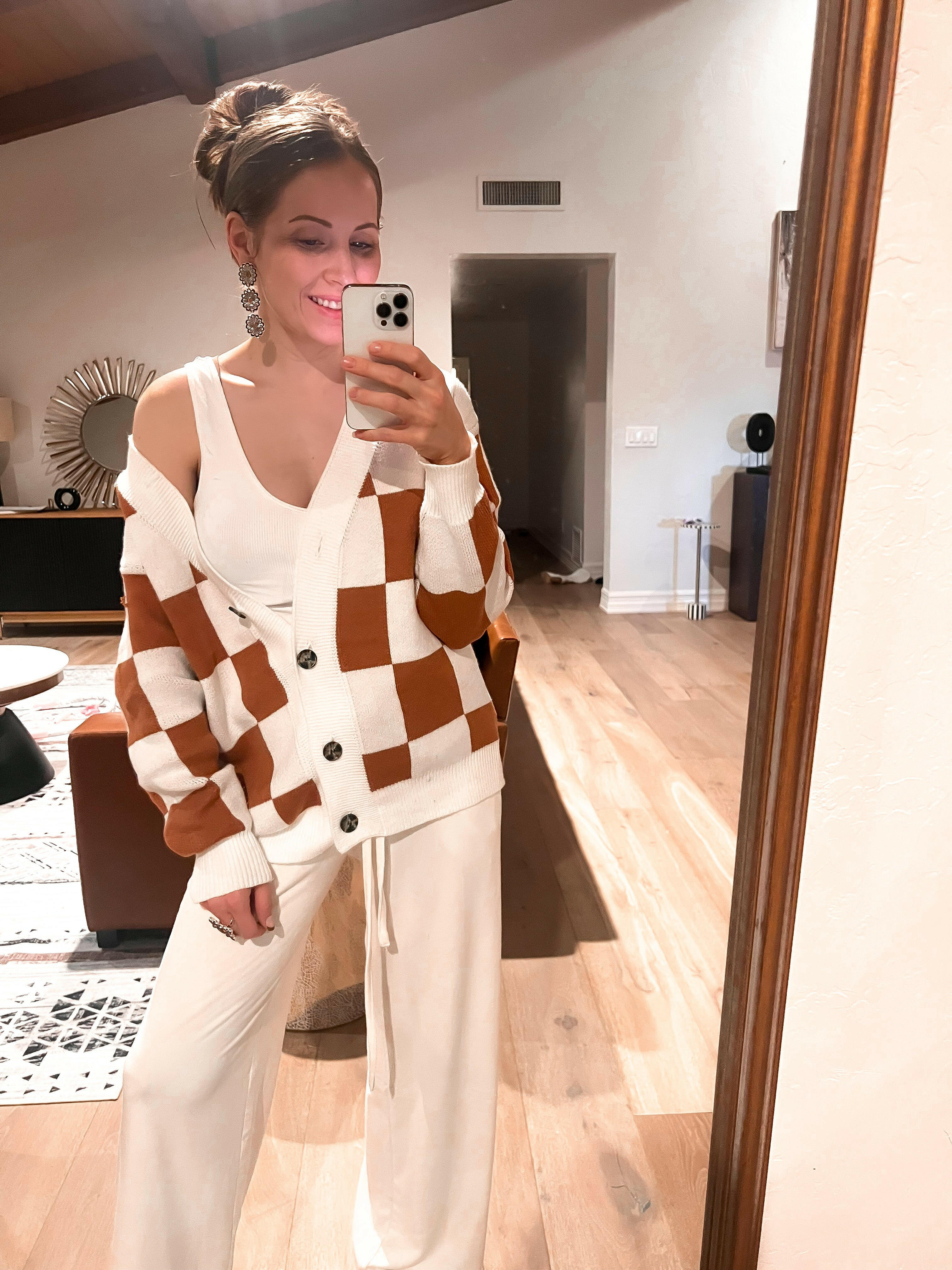 CheckMate Cardigan | Black or Brown-Cardigans-Krush Kandy, Women's Online Fashion Boutique Located in Phoenix, Arizona (Scottsdale Area)