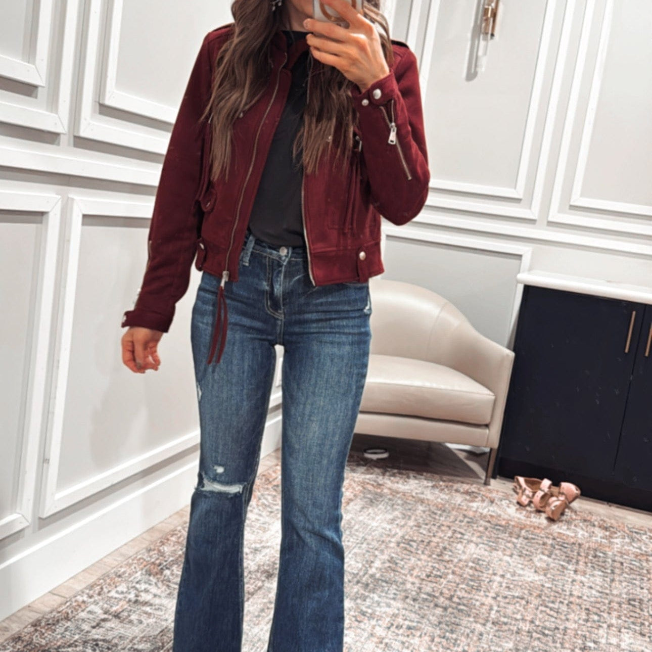 Take Me Shopping Suede Moto Jacket-Jackets-Krush Kandy, Women's Online Fashion Boutique Located in Phoenix, Arizona (Scottsdale Area)