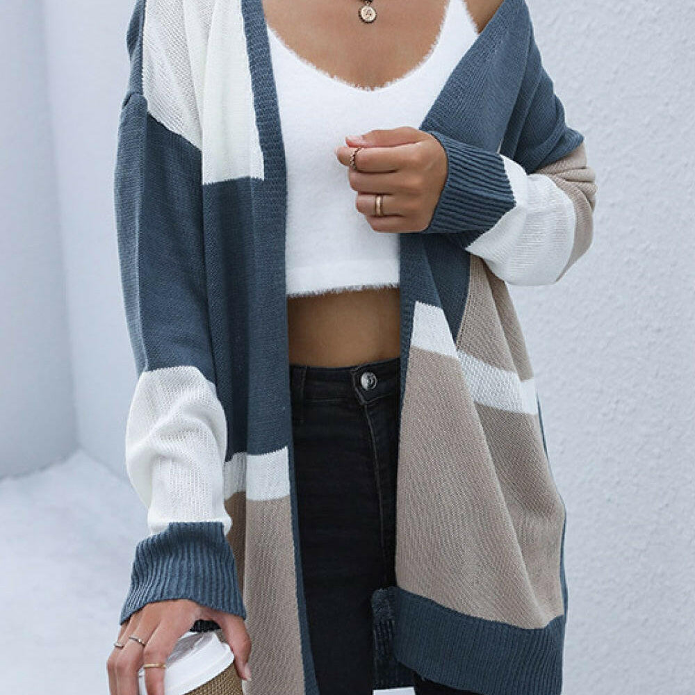 Perfee Color Block Dropped Shoulder Cardigan-Krush Kandy, Women's Online Fashion Boutique Located in Phoenix, Arizona (Scottsdale Area)