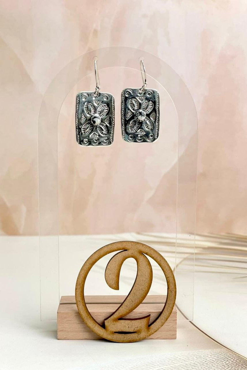 Western Glam Stamped Sterling Single Stone Earrings-Earrings-Krush Kandy, Women's Online Fashion Boutique Located in Phoenix, Arizona (Scottsdale Area)