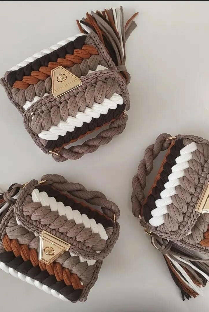 Caramel Knots Handmade Crochet Purse-handbags-Krush Kandy, Women's Online Fashion Boutique Located in Phoenix, Arizona (Scottsdale Area)