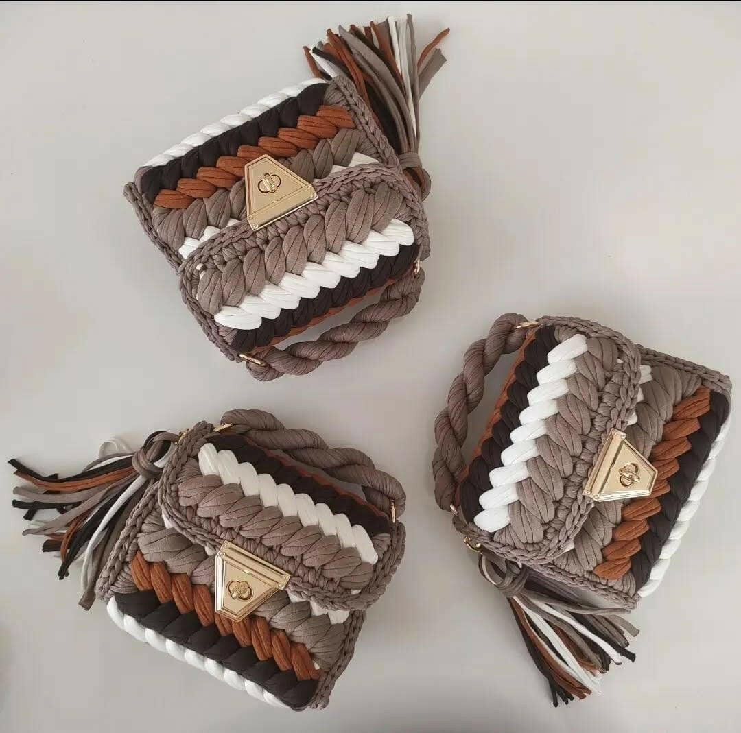 Caramel Knots Handmade Crochet Purse-handbags-Krush Kandy, Women's Online Fashion Boutique Located in Phoenix, Arizona (Scottsdale Area)