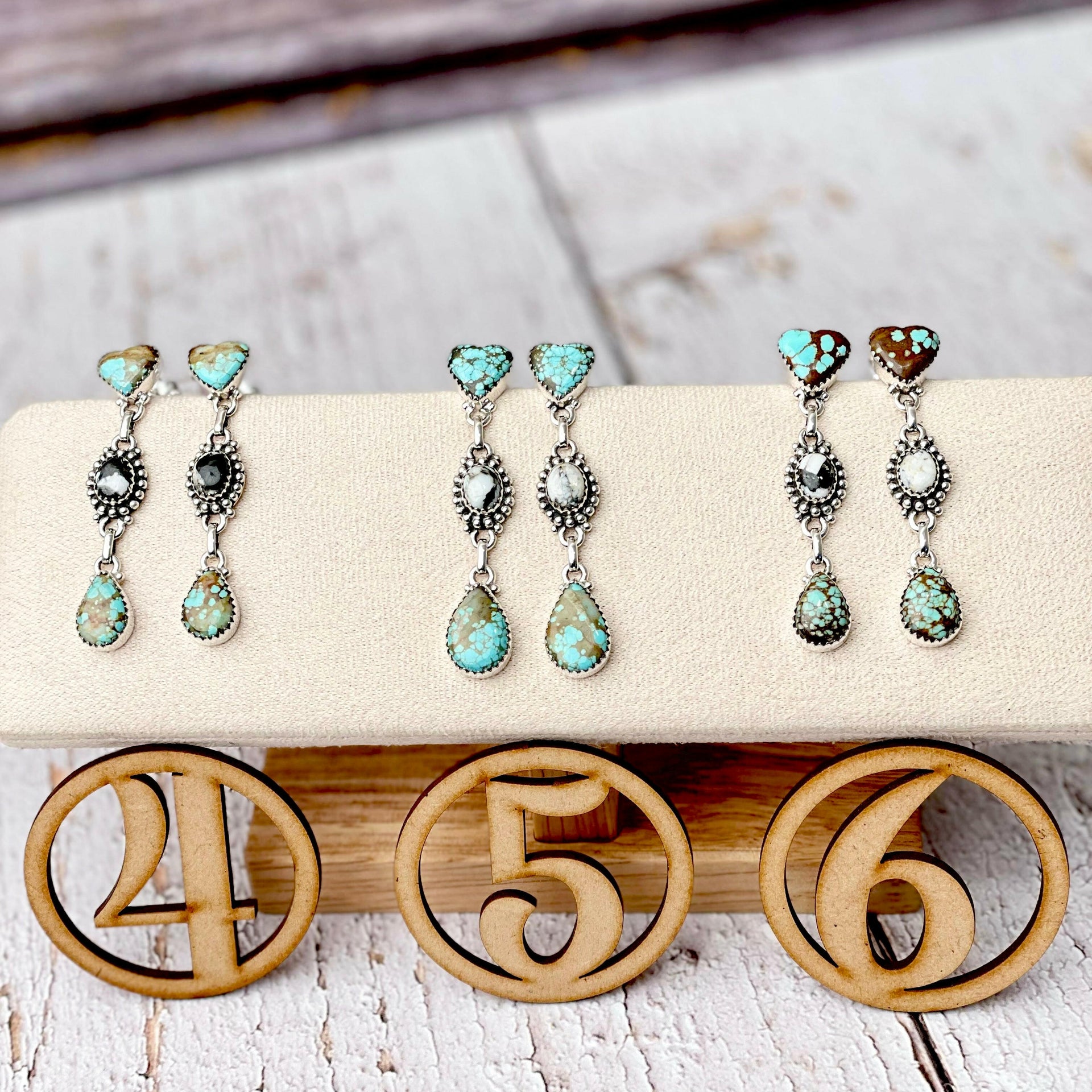 All Mine 8 & White Buffalo Heart Earrings-Stud Earrings-Krush Kandy, Women's Online Fashion Boutique Located in Phoenix, Arizona (Scottsdale Area)