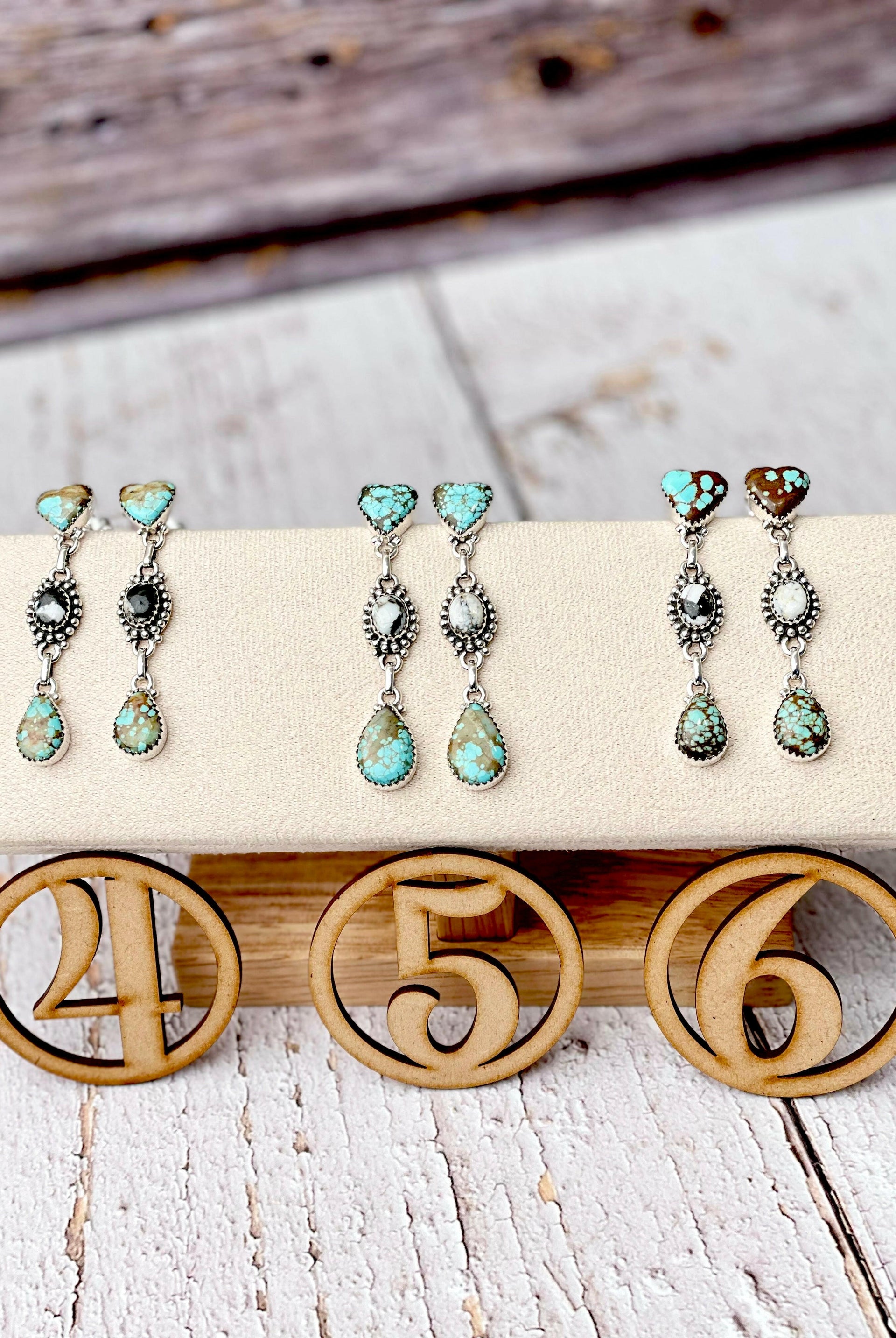 All Mine 8 & White Buffalo Heart Earrings-Stud Earrings-Krush Kandy, Women's Online Fashion Boutique Located in Phoenix, Arizona (Scottsdale Area)