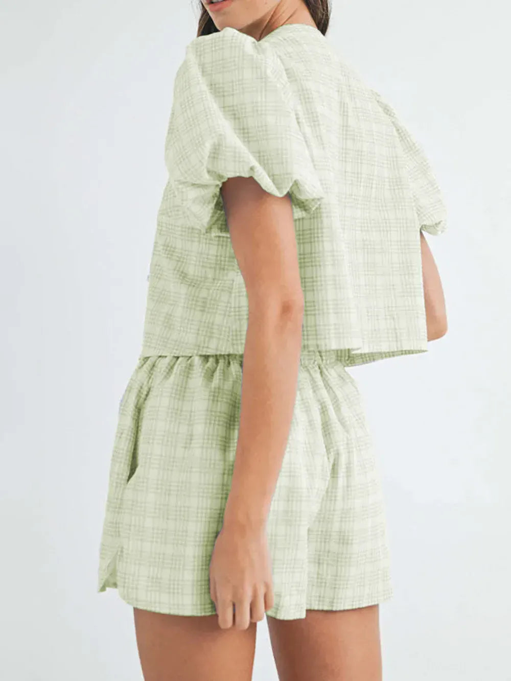 V-Neck Puff Sleeve Top and Shorts Set-Krush Kandy, Women's Online Fashion Boutique Located in Phoenix, Arizona (Scottsdale Area)