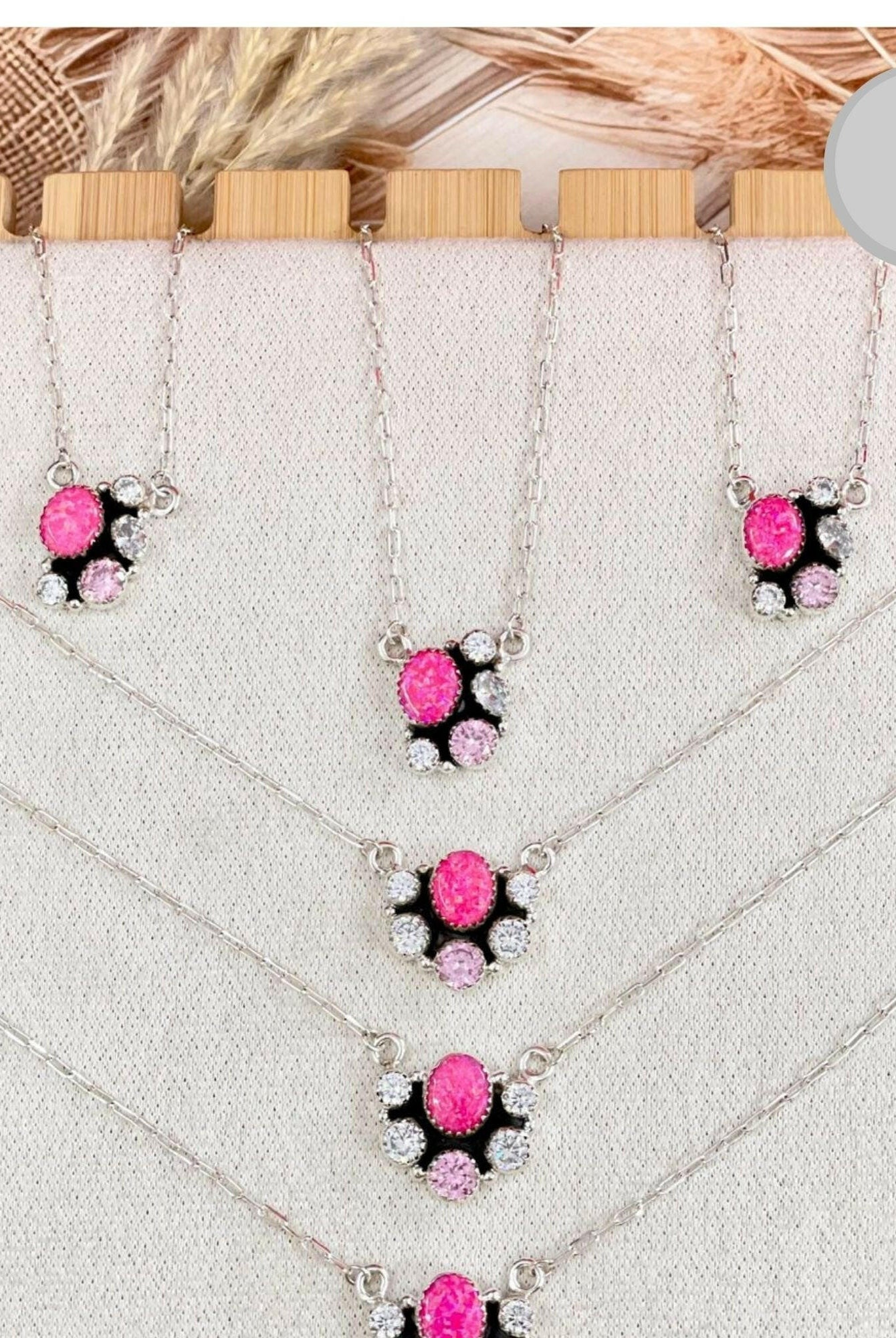 Neon Pink Opal & Crystal Necklace-Chain Necklaces-Krush Kandy, Women's Online Fashion Boutique Located in Phoenix, Arizona (Scottsdale Area)