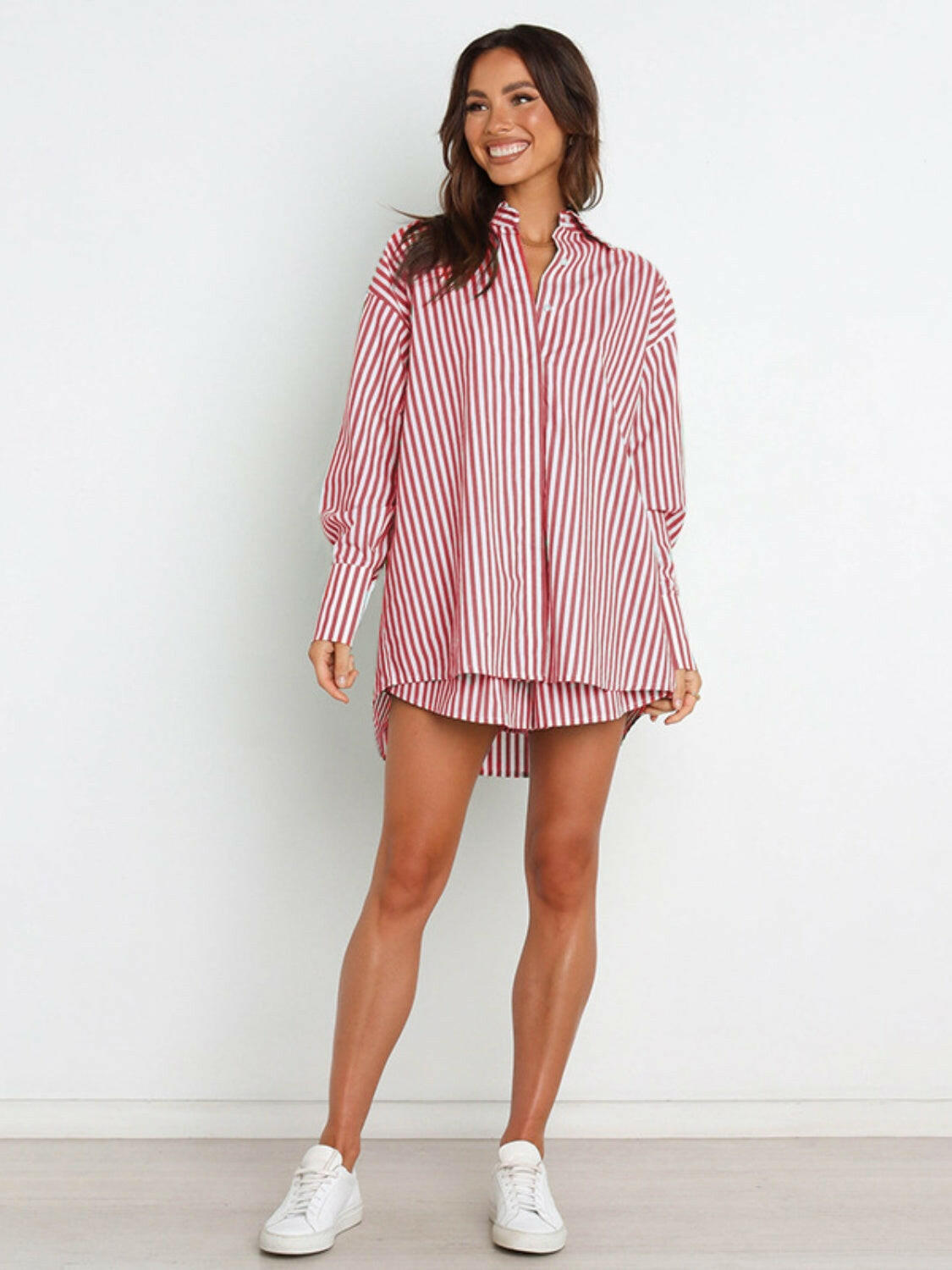 Bon Voyage Striped Button Down Top & Shorts Set-2 Piece Outfit Sets-Krush Kandy, Women's Online Fashion Boutique Located in Phoenix, Arizona (Scottsdale Area)
