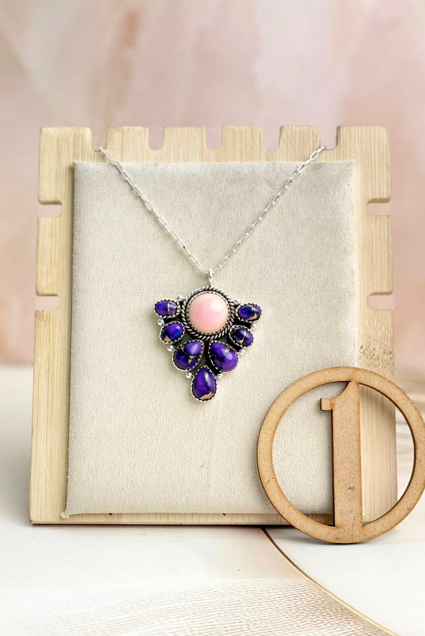 Pink Conch & Berry Dahlia Cluster Necklace-Necklaces-Krush Kandy, Women's Online Fashion Boutique Located in Phoenix, Arizona (Scottsdale Area)