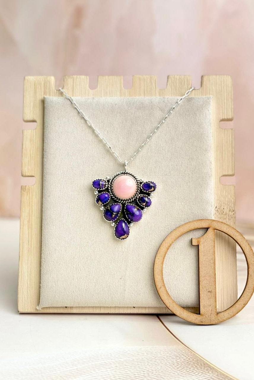 Pink Conch & Berry Dahlia Cluster Necklace-Necklaces-Krush Kandy, Women's Online Fashion Boutique Located in Phoenix, Arizona (Scottsdale Area)