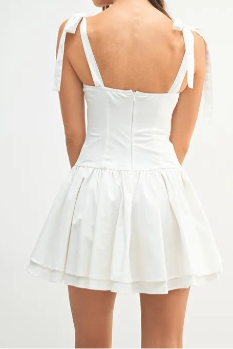 MABLE Shoulder Tie Corset Panel Mini Dress-Dresses-Krush Kandy, Women's Online Fashion Boutique Located in Phoenix, Arizona (Scottsdale Area)