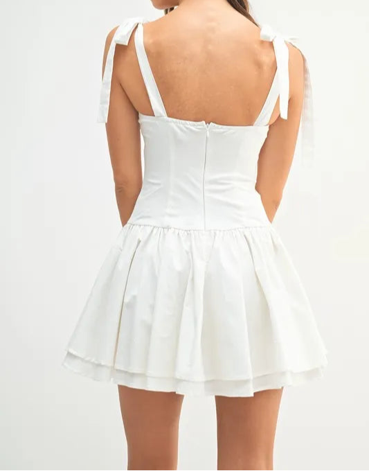 MABLE Shoulder Tie Corset Panel Mini Dress-Dresses-Krush Kandy, Women's Online Fashion Boutique Located in Phoenix, Arizona (Scottsdale Area)