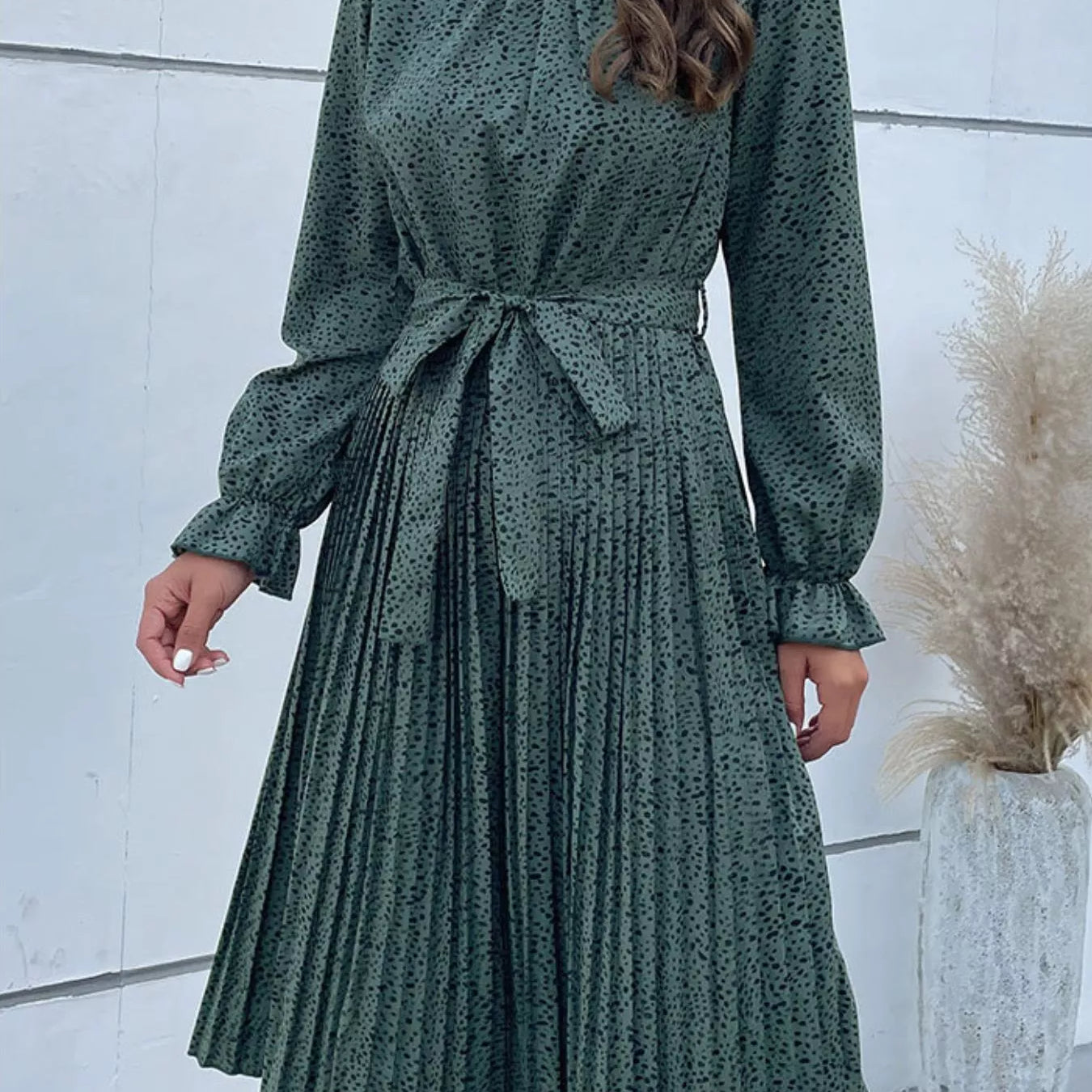 Animal Print Mock Neck Flounce Sleeve Dress-Dresses-Krush Kandy, Women's Online Fashion Boutique Located in Phoenix, Arizona (Scottsdale Area)