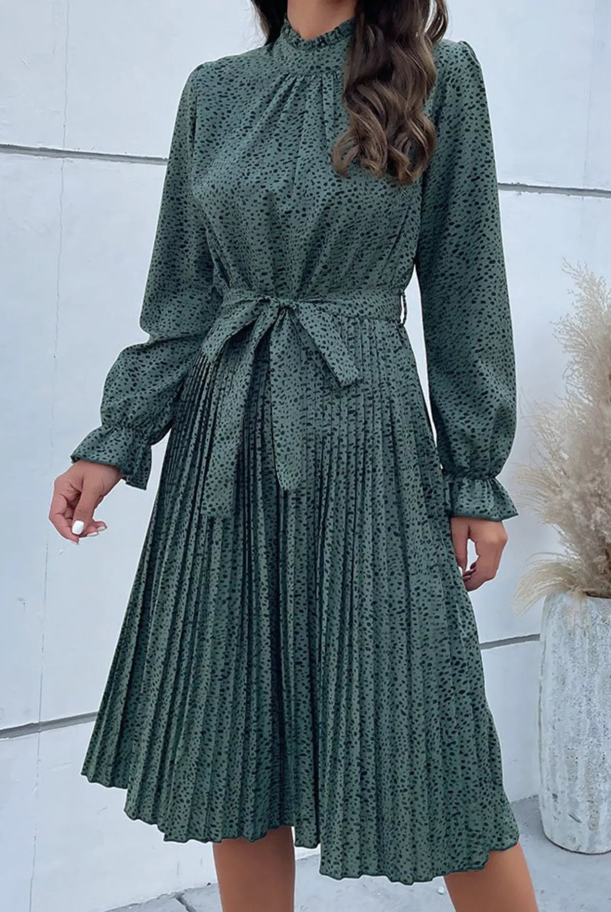 Animal Print Mock Neck Flounce Sleeve Dress-Dresses-Krush Kandy, Women's Online Fashion Boutique Located in Phoenix, Arizona (Scottsdale Area)