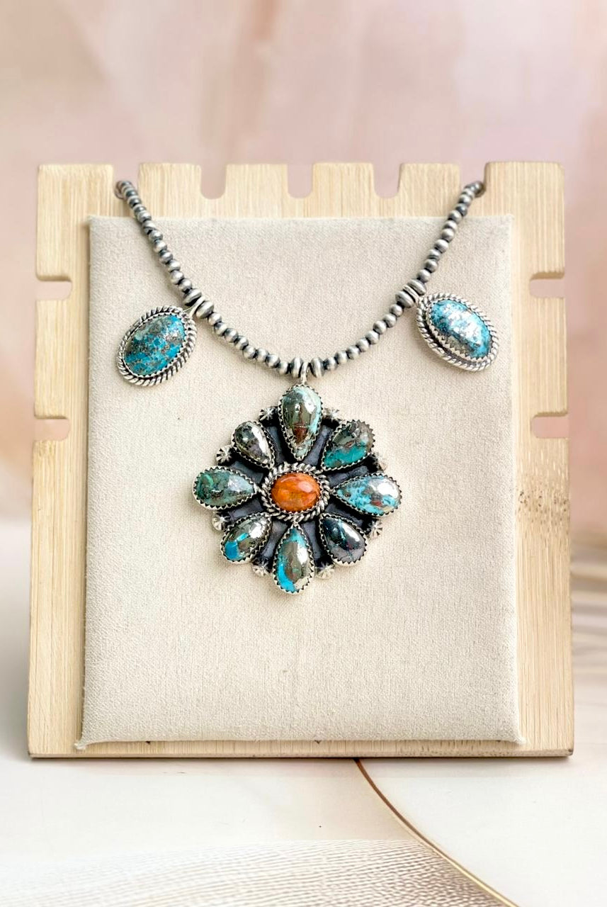 Desert Pearl Persian Turquoise & Orange Mohave Necklaces no 3-Necklaces-Krush Kandy, Women's Online Fashion Boutique Located in Phoenix, Arizona (Scottsdale Area)