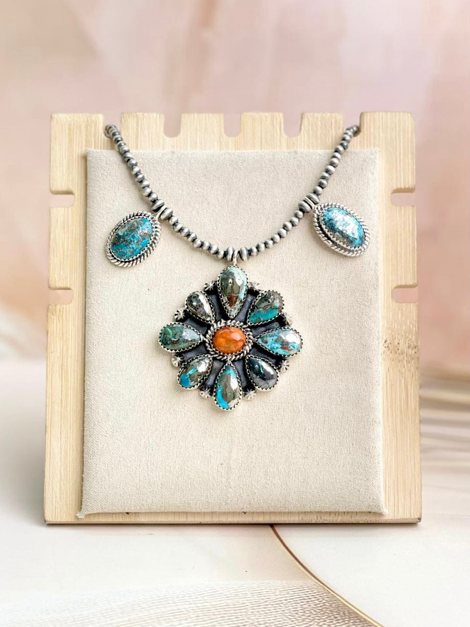 Desert Pearl Persian Turquoise & Orange Mohave Necklaces no 3-Necklaces-Krush Kandy, Women's Online Fashion Boutique Located in Phoenix, Arizona (Scottsdale Area)