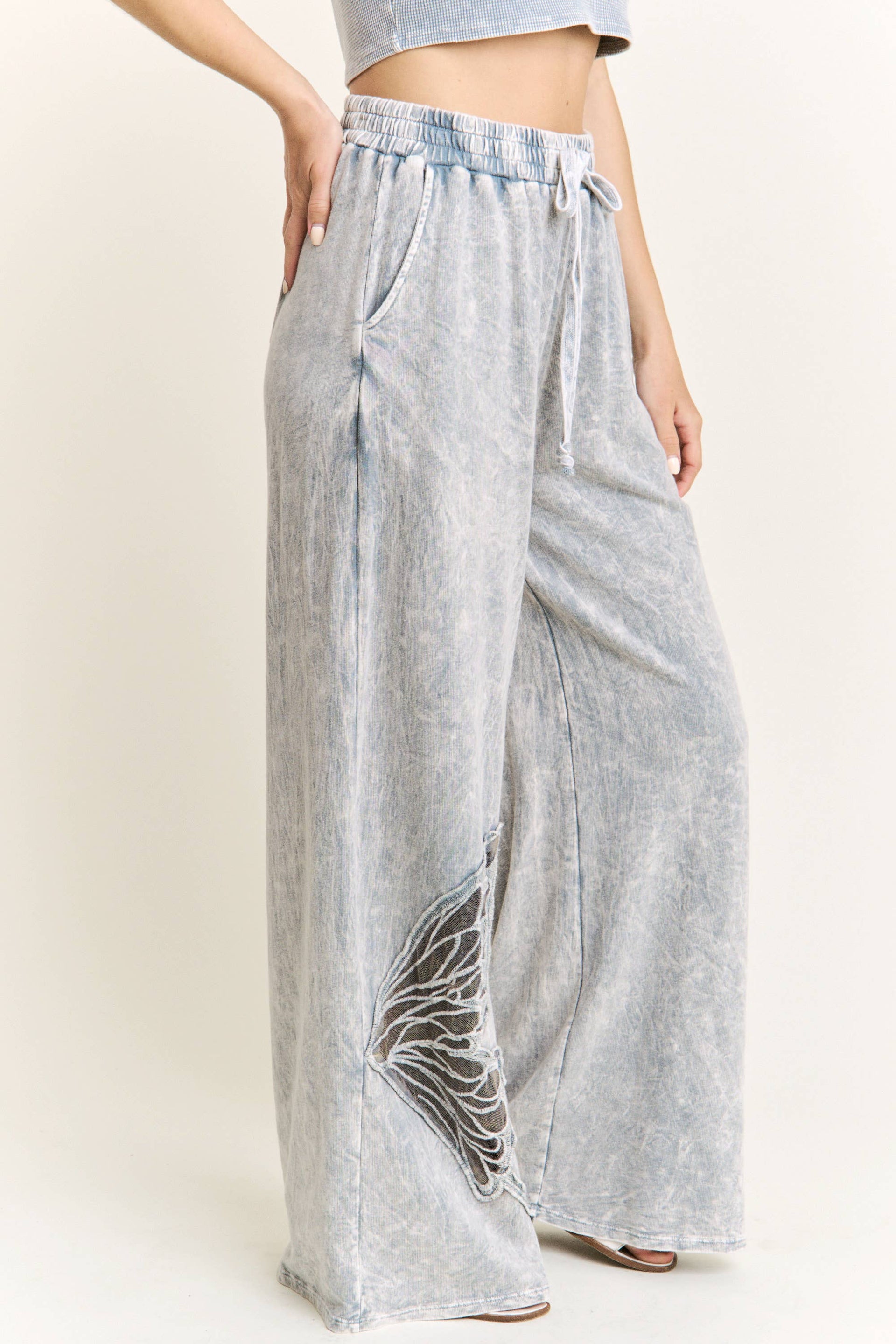 Mineral Wash Butterfly Wide leg Pants-Pants-Krush Kandy, Women's Online Fashion Boutique Located in Phoenix, Arizona (Scottsdale Area)