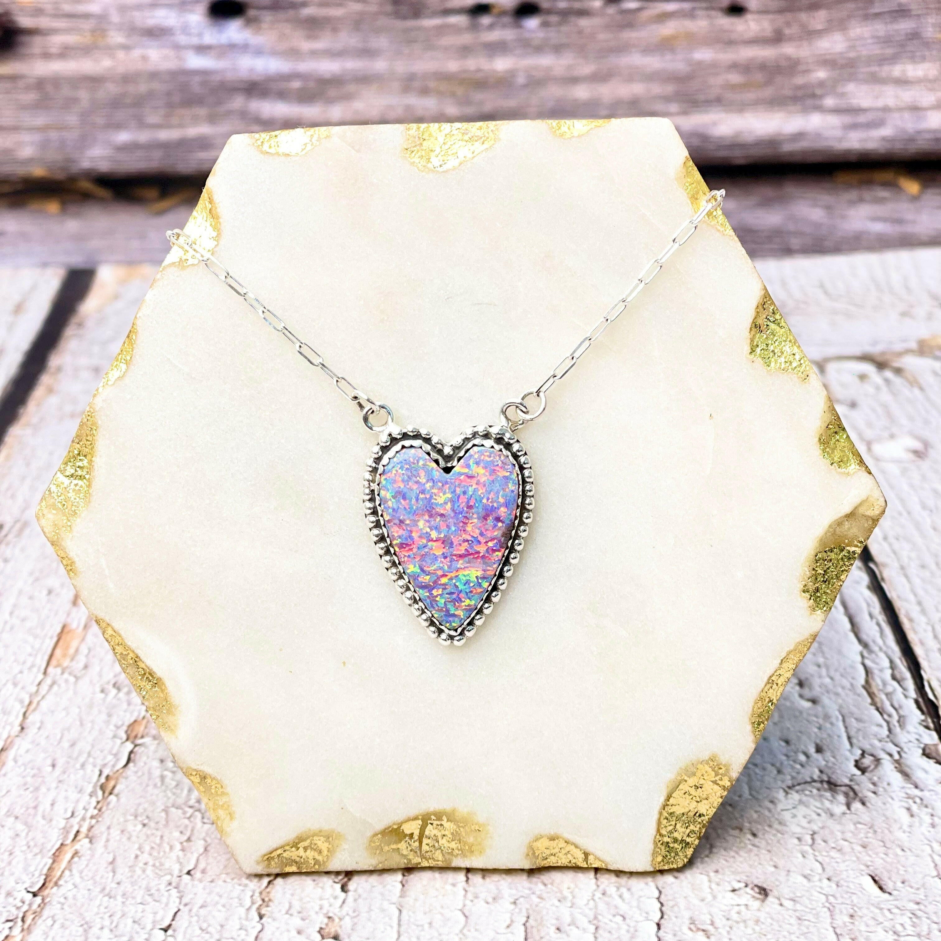 Long Heart Stone Slab Necklace MADE TO ORDER-Necklaces-Krush Kandy, Women's Online Fashion Boutique Located in Phoenix, Arizona (Scottsdale Area)