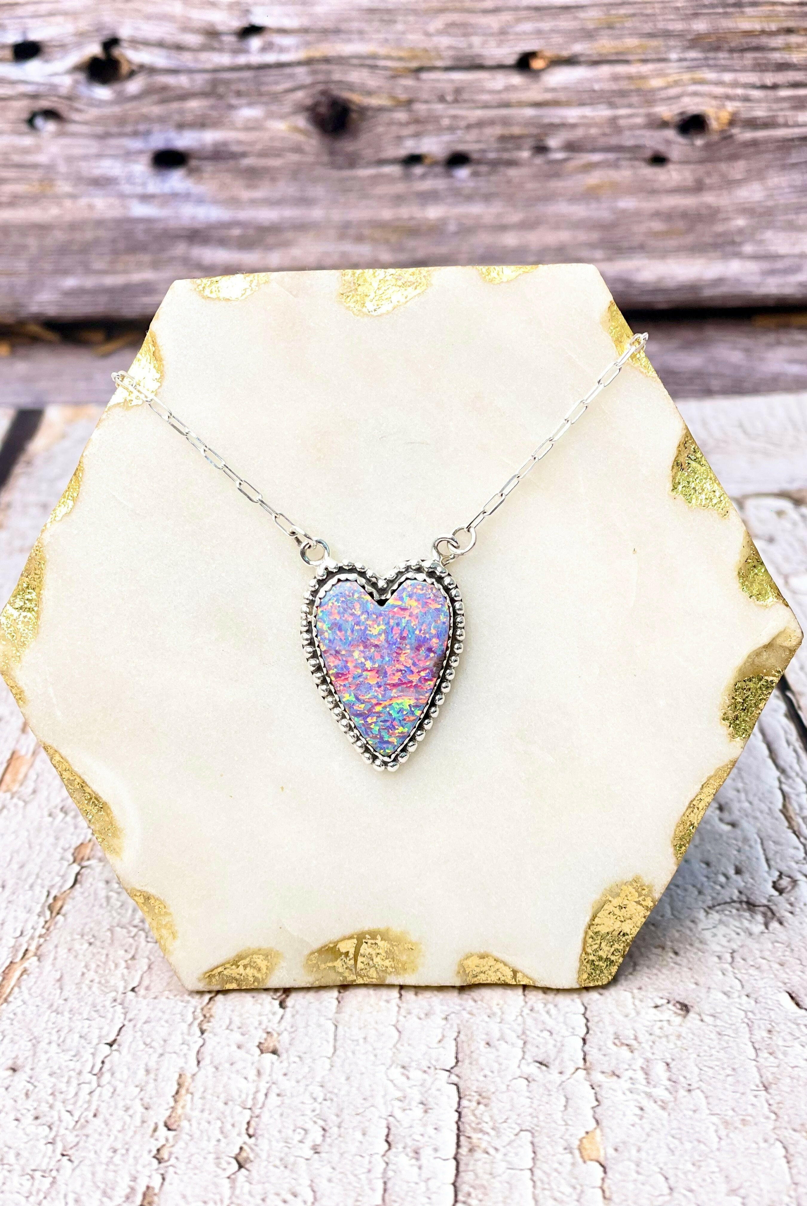 Long Heart Stone Slab Necklace MADE TO ORDER-Necklaces-Krush Kandy, Women's Online Fashion Boutique Located in Phoenix, Arizona (Scottsdale Area)