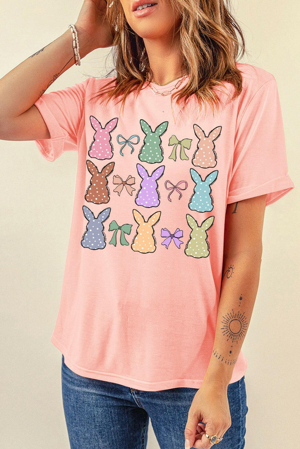 Polka Dot Bunny Graphic Tee-Graphic Tees-Krush Kandy, Women's Online Fashion Boutique Located in Phoenix, Arizona (Scottsdale Area)