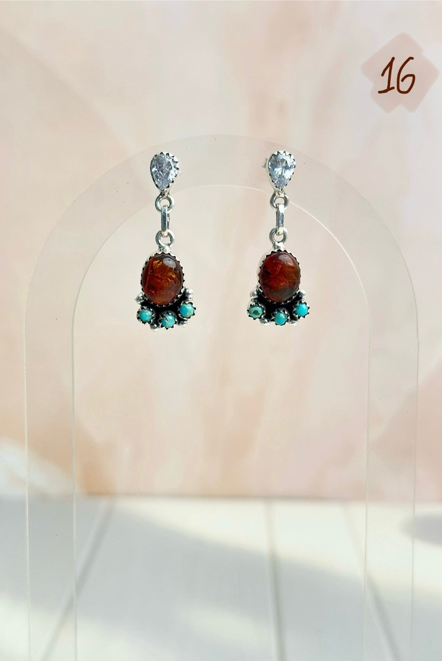 Amber, Turquoise & Crystals Mixed Earrings-Earrings-Krush Kandy, Women's Online Fashion Boutique Located in Phoenix, Arizona (Scottsdale Area)
