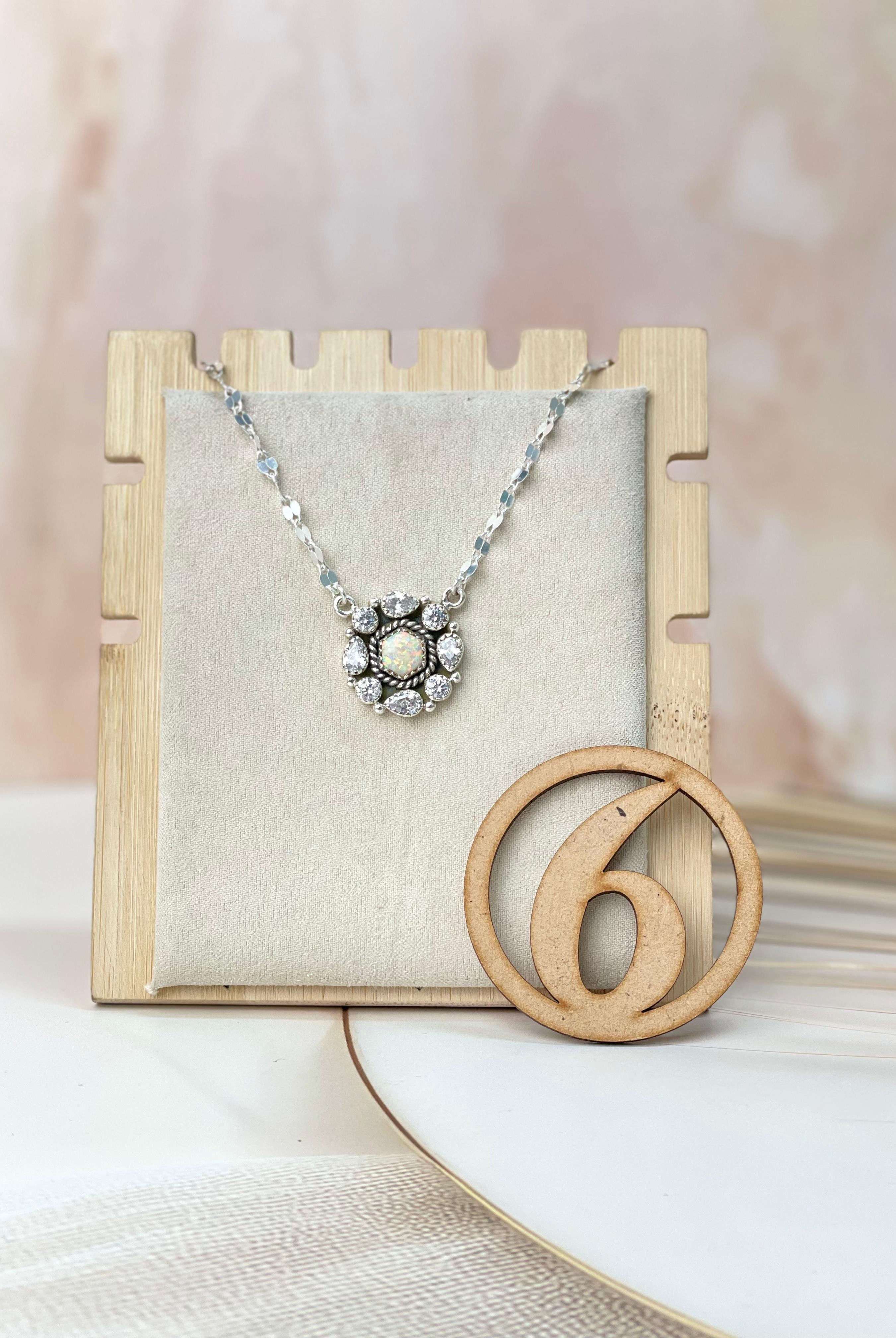 Crystals and Opal Necklace sno 44-Necklaces-Krush Kandy, Women's Online Fashion Boutique Located in Phoenix, Arizona (Scottsdale Area)