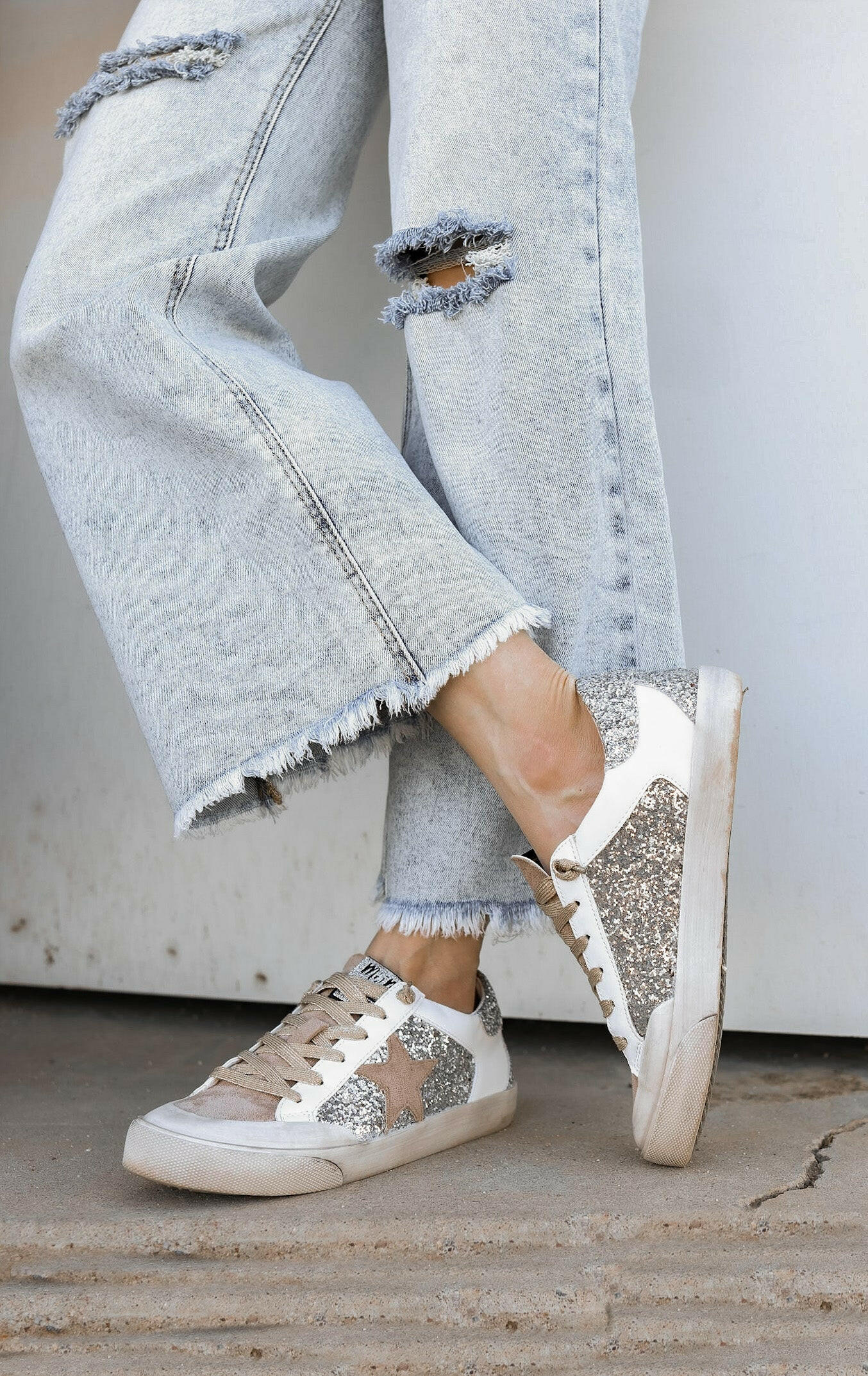 Your Favorite Neutral Glitter Star Sneaker-Sneakers-Krush Kandy, Women's Online Fashion Boutique Located in Phoenix, Arizona (Scottsdale Area)