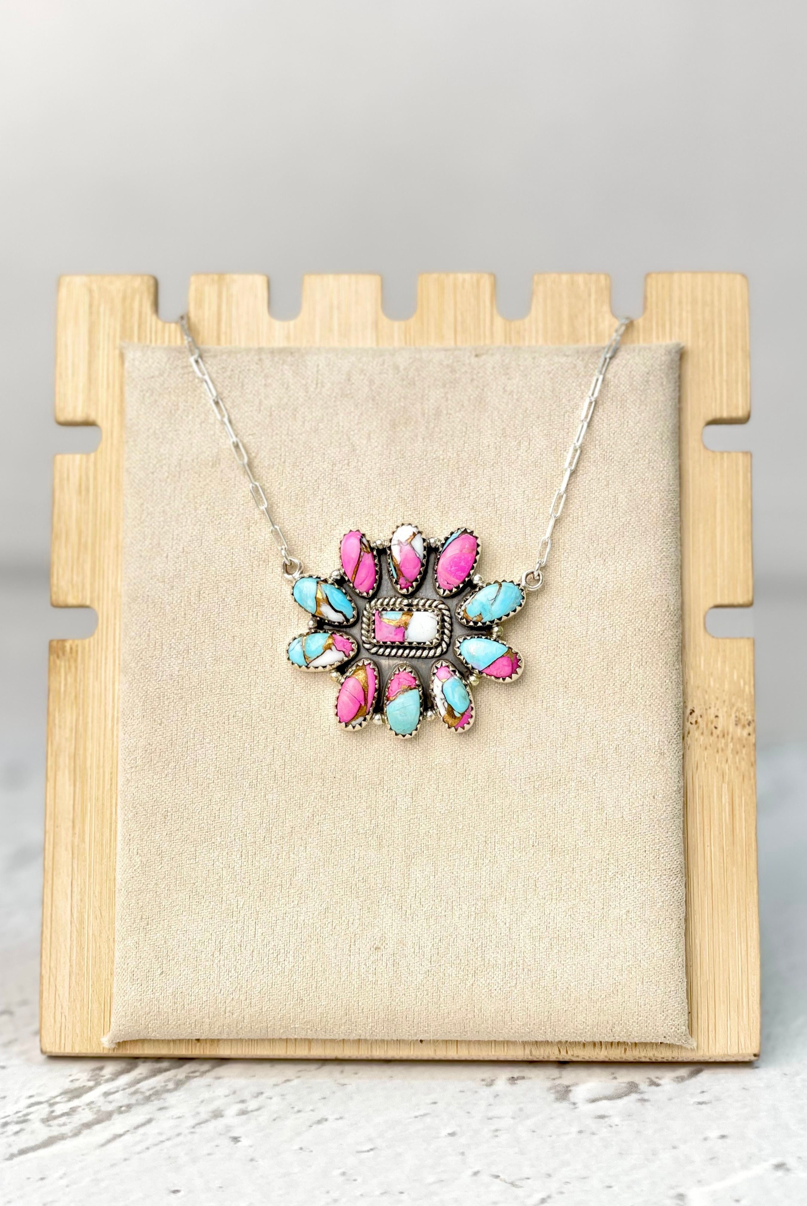 Cotton Candy Long Daisy Necklace-Necklaces-Krush Kandy, Women's Online Fashion Boutique Located in Phoenix, Arizona (Scottsdale Area)