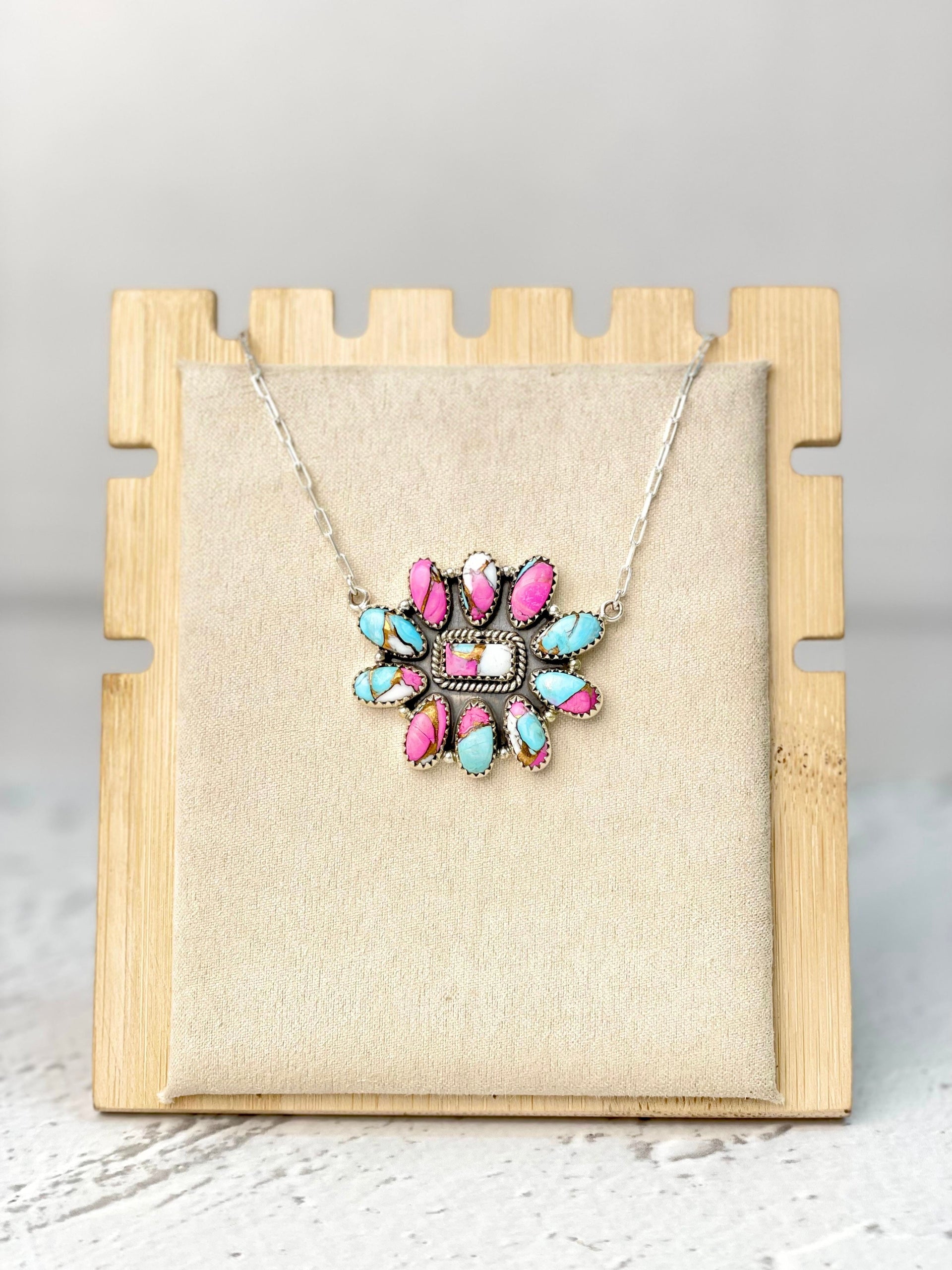 Cotton Candy Long Daisy Necklace-Necklaces-Krush Kandy, Women's Online Fashion Boutique Located in Phoenix, Arizona (Scottsdale Area)