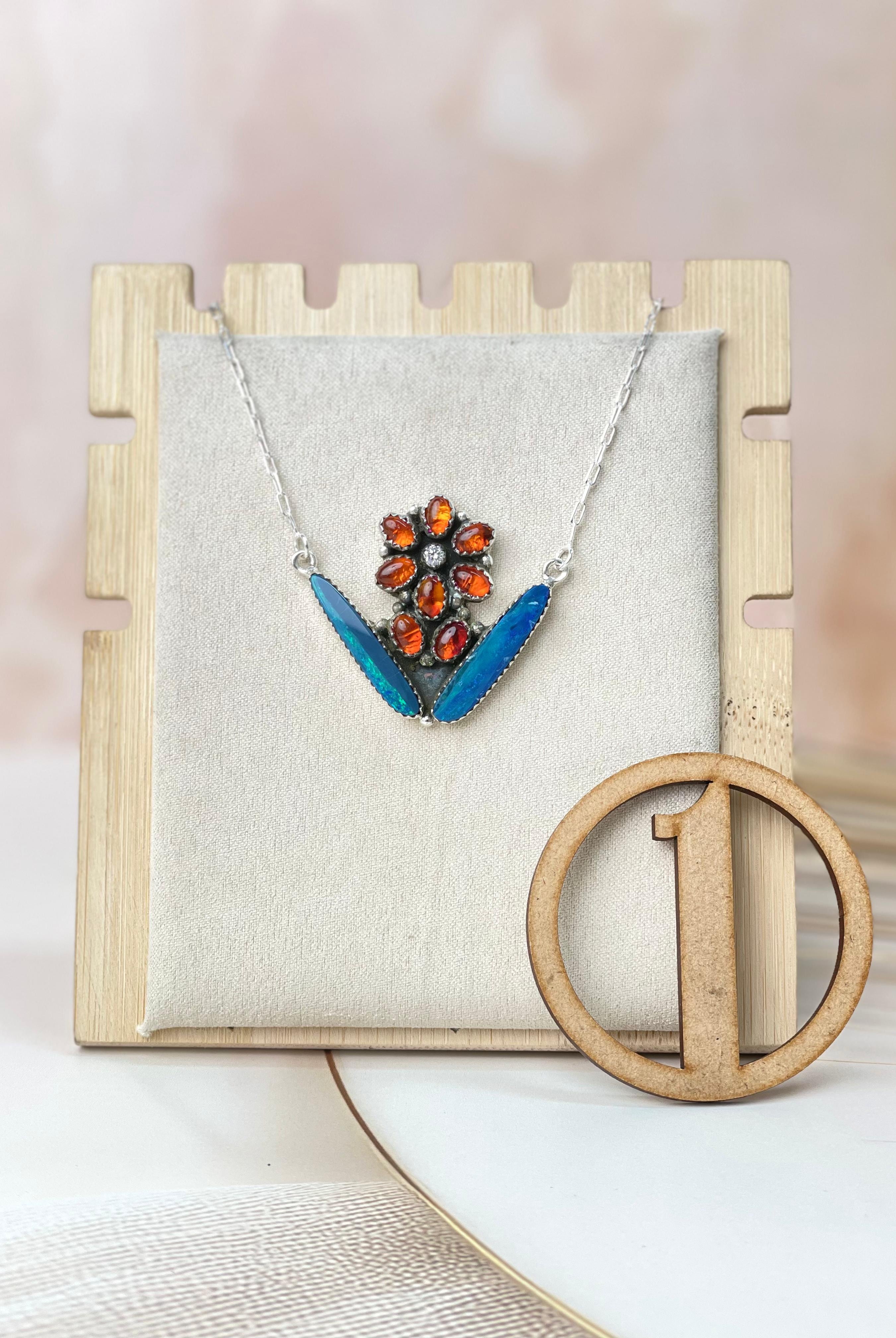Australian Opal & Amber Necklace sno 53-Necklaces-Krush Kandy, Women's Online Fashion Boutique Located in Phoenix, Arizona (Scottsdale Area)