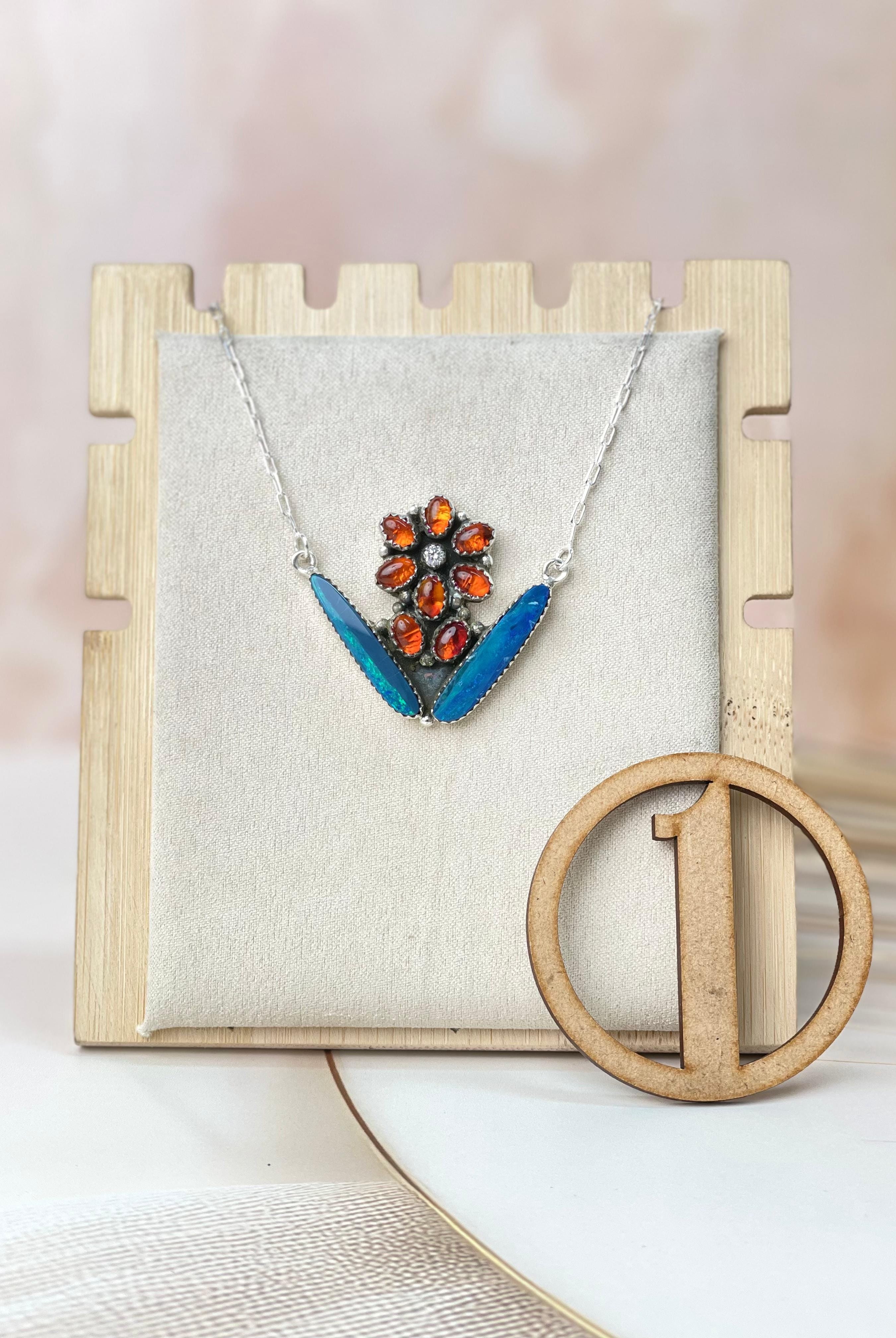 Australian Opal & Amber Necklace sno 53-Necklaces-Krush Kandy, Women's Online Fashion Boutique Located in Phoenix, Arizona (Scottsdale Area)
