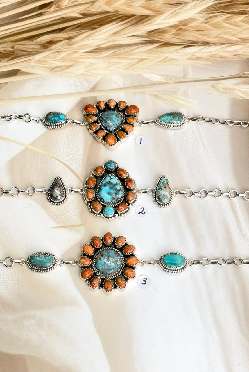 Persian Turquoise & Orange Mohave Bracelets sn 11-Bracelets-Krush Kandy, Women's Online Fashion Boutique Located in Phoenix, Arizona (Scottsdale Area)