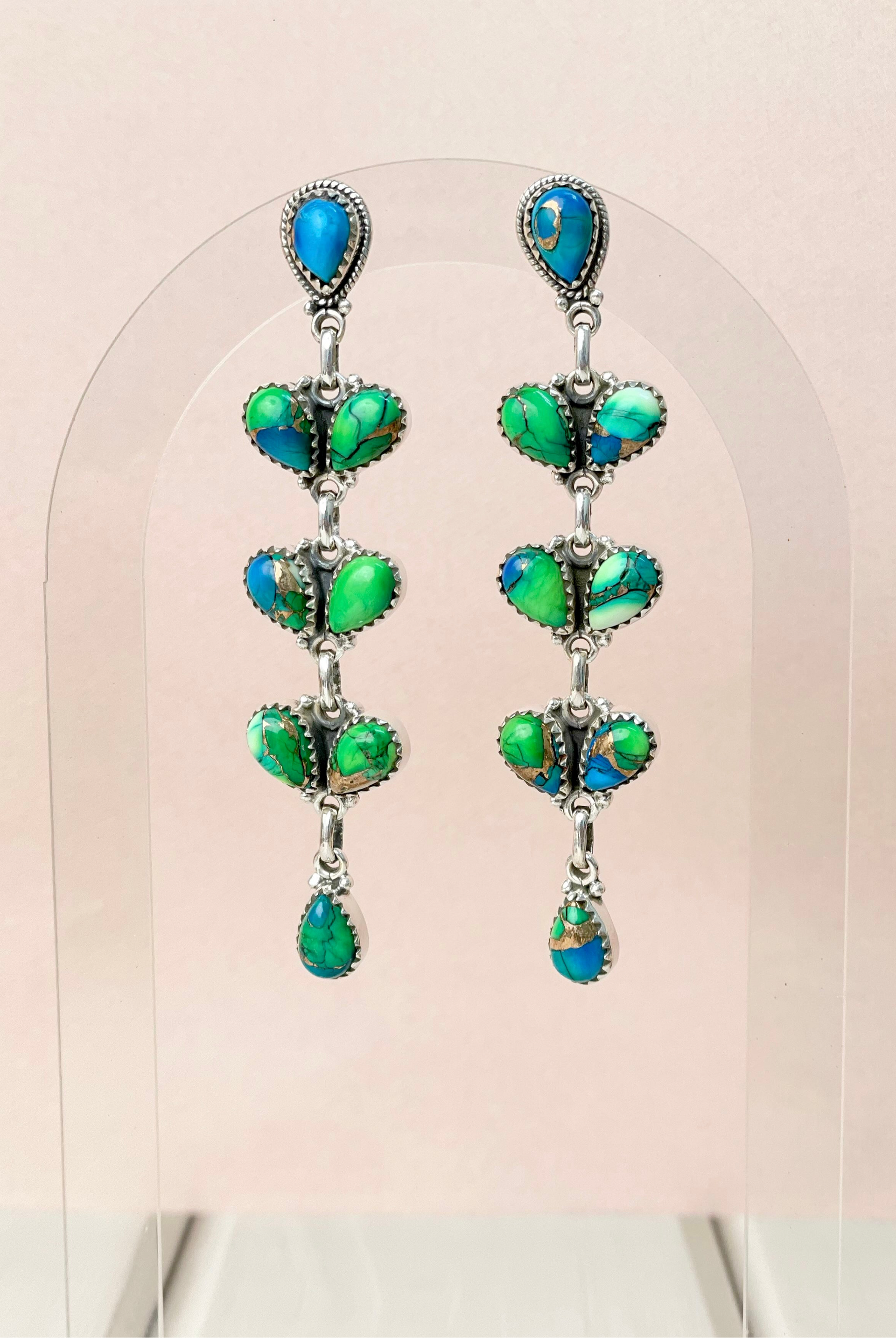 Free Spirit Peacock Dahlia Earrings-Earrings-Krush Kandy, Women's Online Fashion Boutique Located in Phoenix, Arizona (Scottsdale Area)