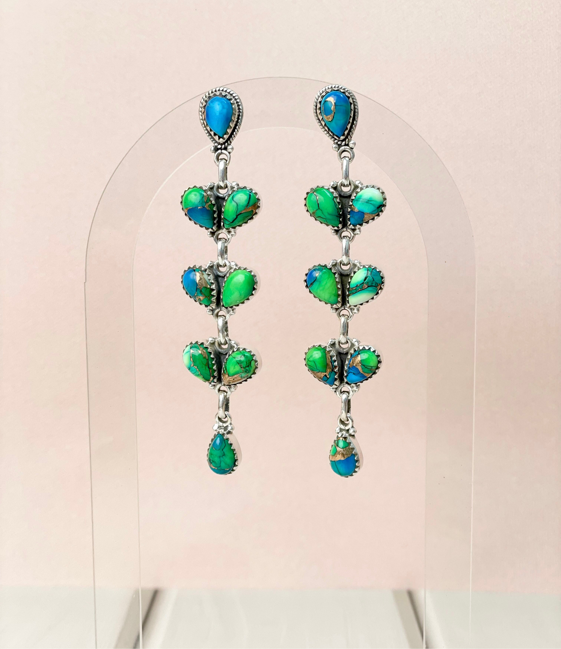Free Spirit Peacock Dahlia Earrings-Earrings-Krush Kandy, Women's Online Fashion Boutique Located in Phoenix, Arizona (Scottsdale Area)