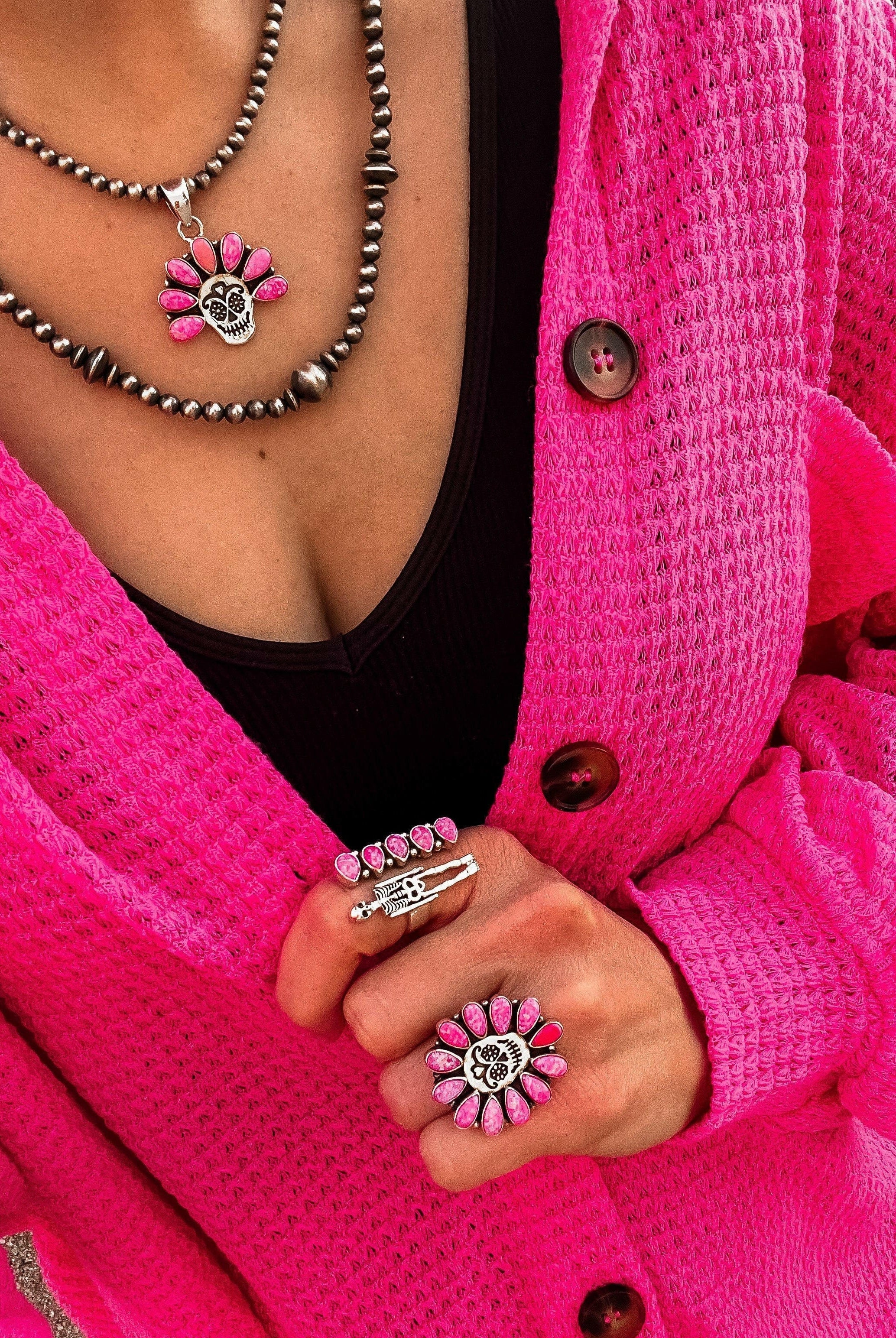Sugar Skull Pendant & Ring-Cluster Rings-Krush Kandy, Women's Online Fashion Boutique Located in Phoenix, Arizona (Scottsdale Area)
