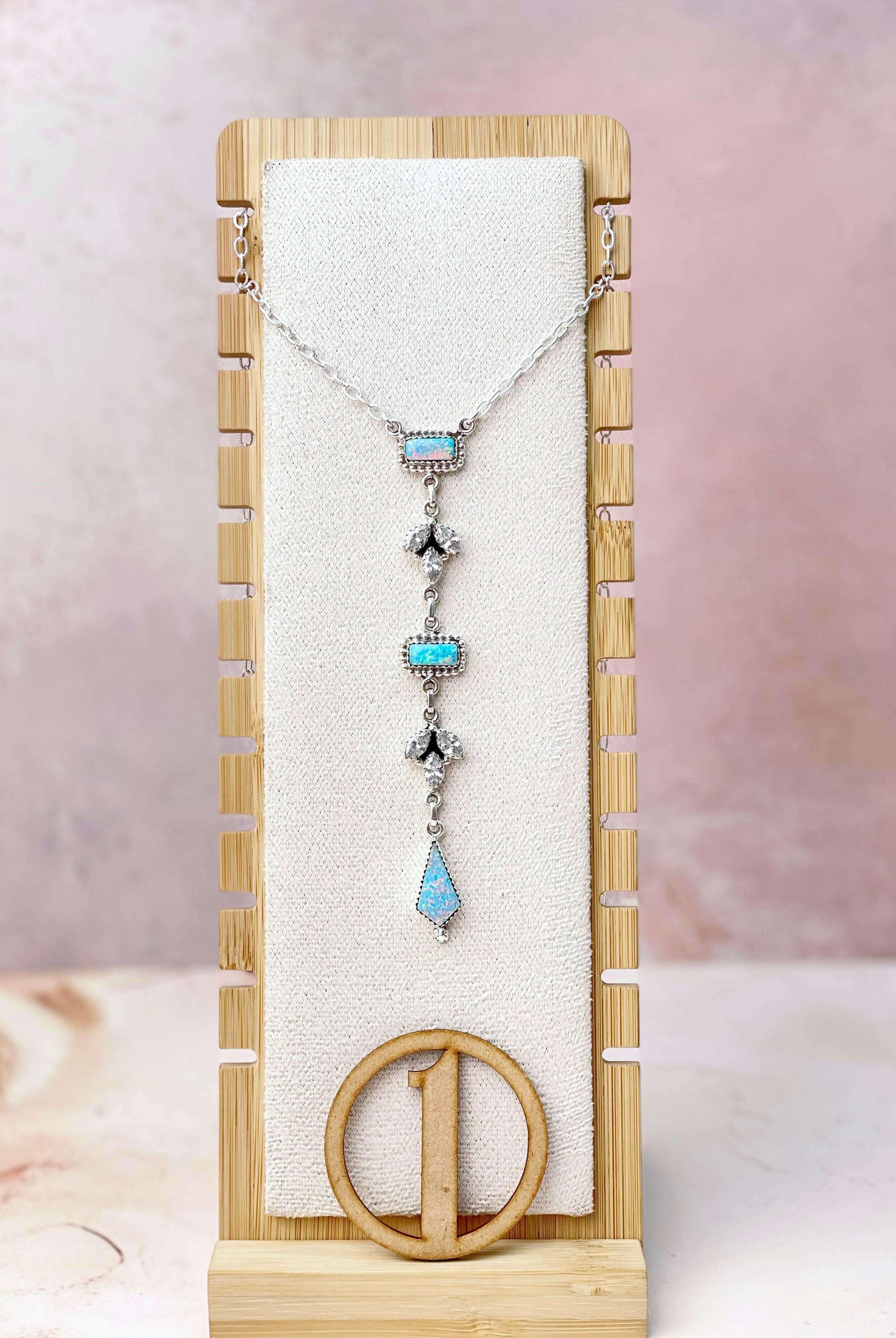 Opal and CZ Date Night Chain Necklace-Necklaces-Krush Kandy, Women's Online Fashion Boutique Located in Phoenix, Arizona (Scottsdale Area)