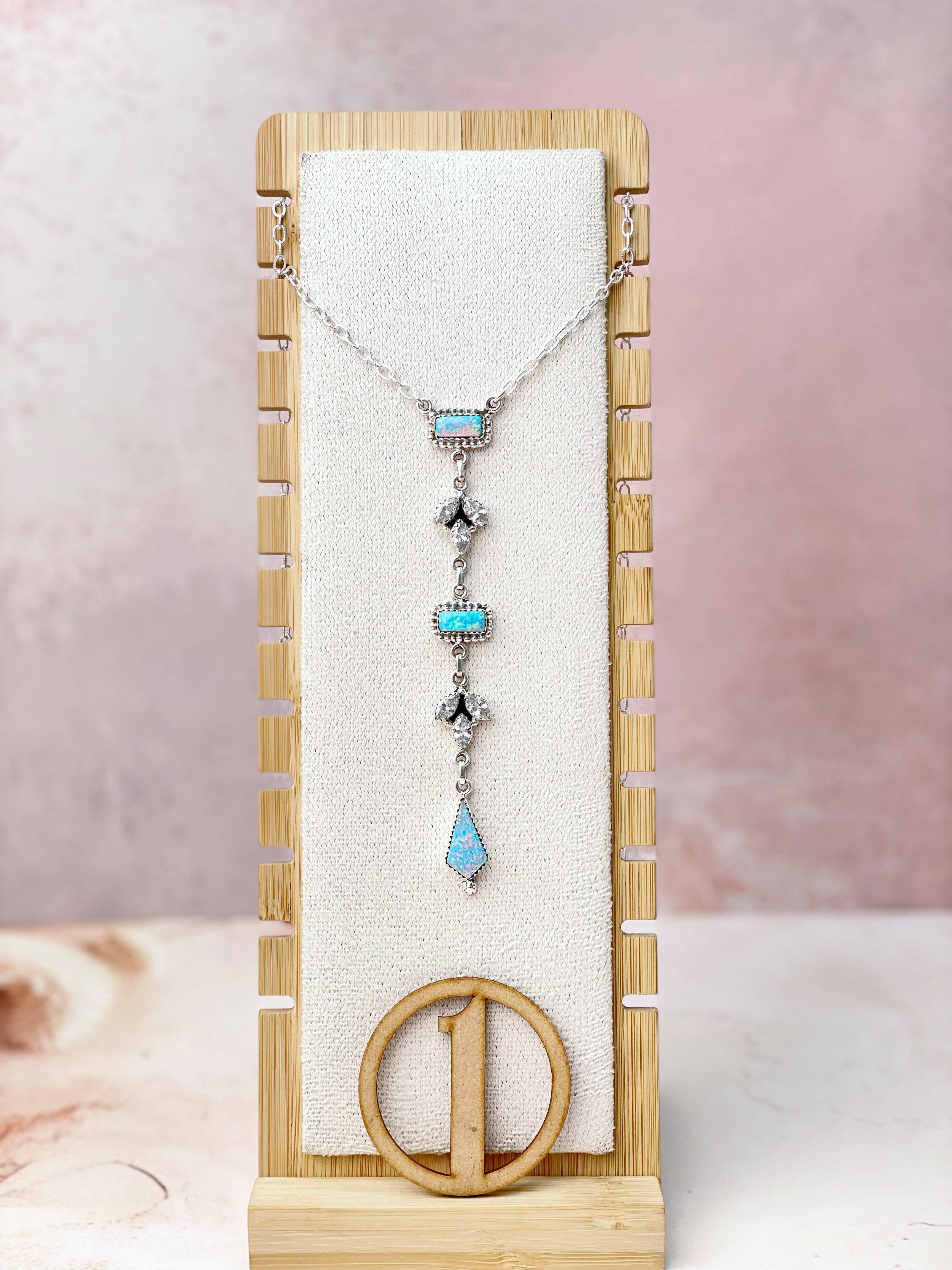Opal and CZ Date Night Chain Necklace-Necklaces-Krush Kandy, Women's Online Fashion Boutique Located in Phoenix, Arizona (Scottsdale Area)