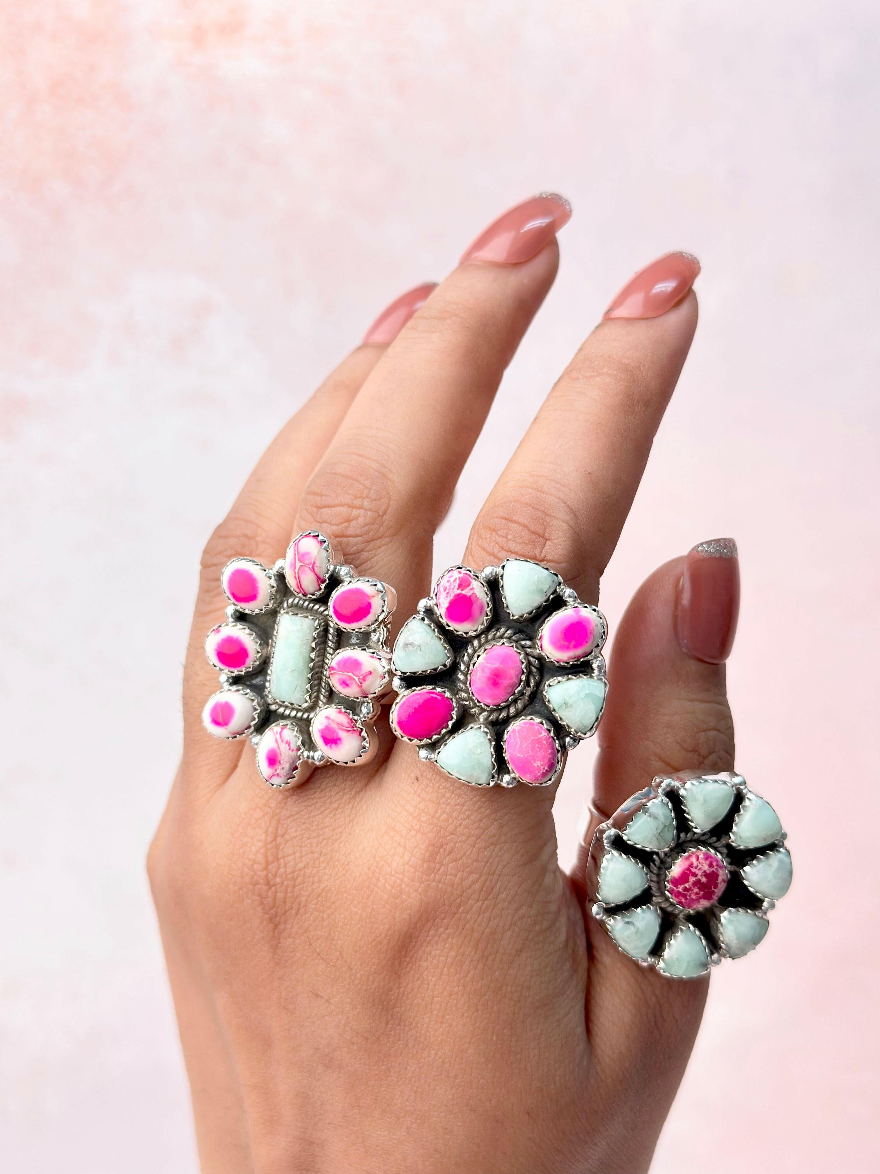 Paloma & Pink Jasper One of a Kind Rings-Rings-Krush Kandy, Women's Online Fashion Boutique Located in Phoenix, Arizona (Scottsdale Area)